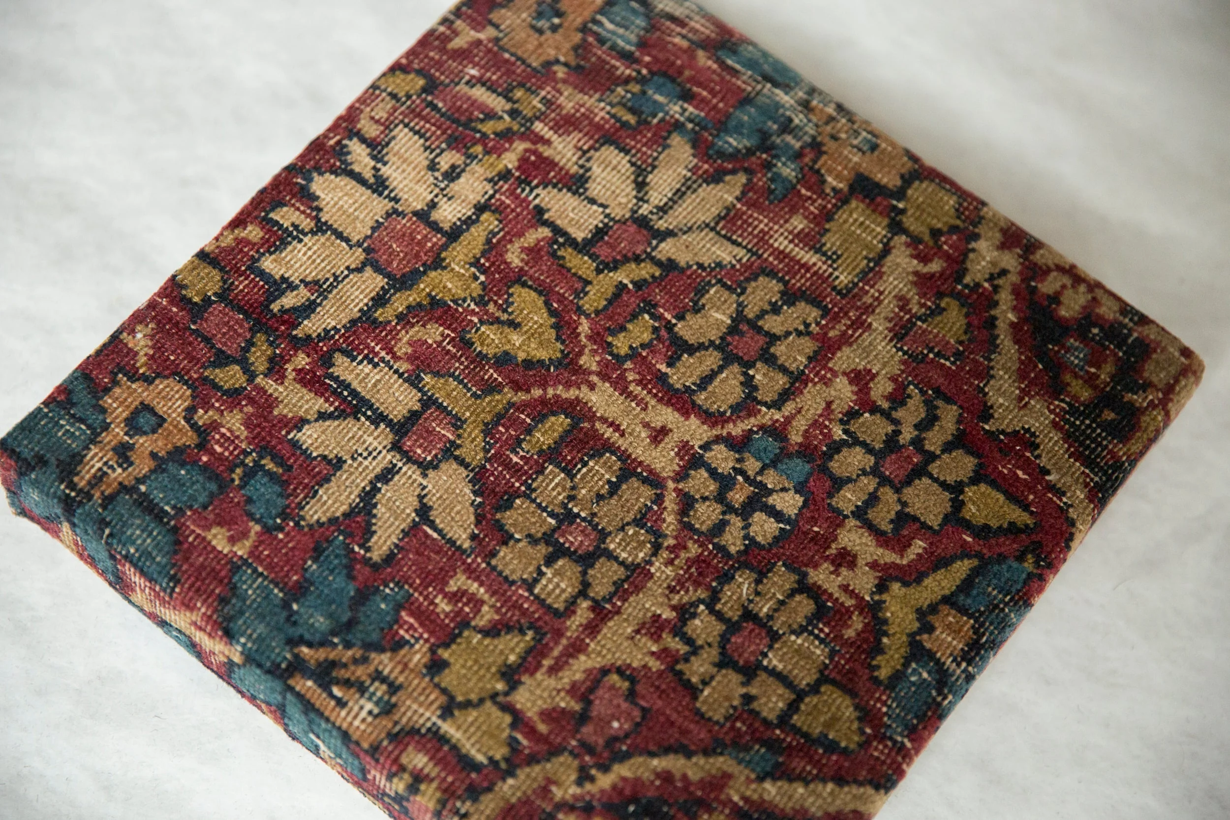 Decorative Cork Board Antique Kerman Rug Fragment Art - Image 4
