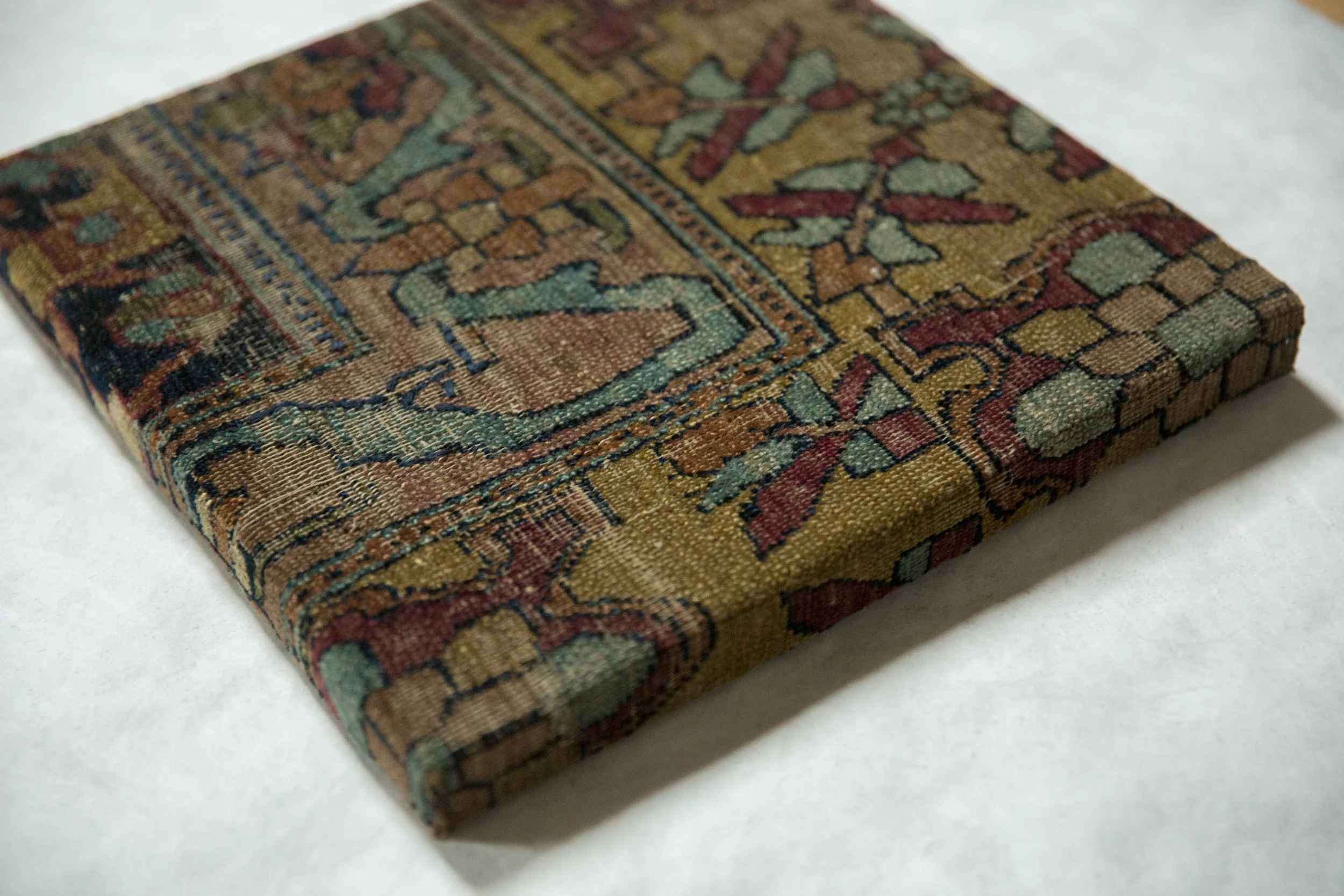 Decorative Cork Board Antique Kerman Rug Fragment Art - Image 2