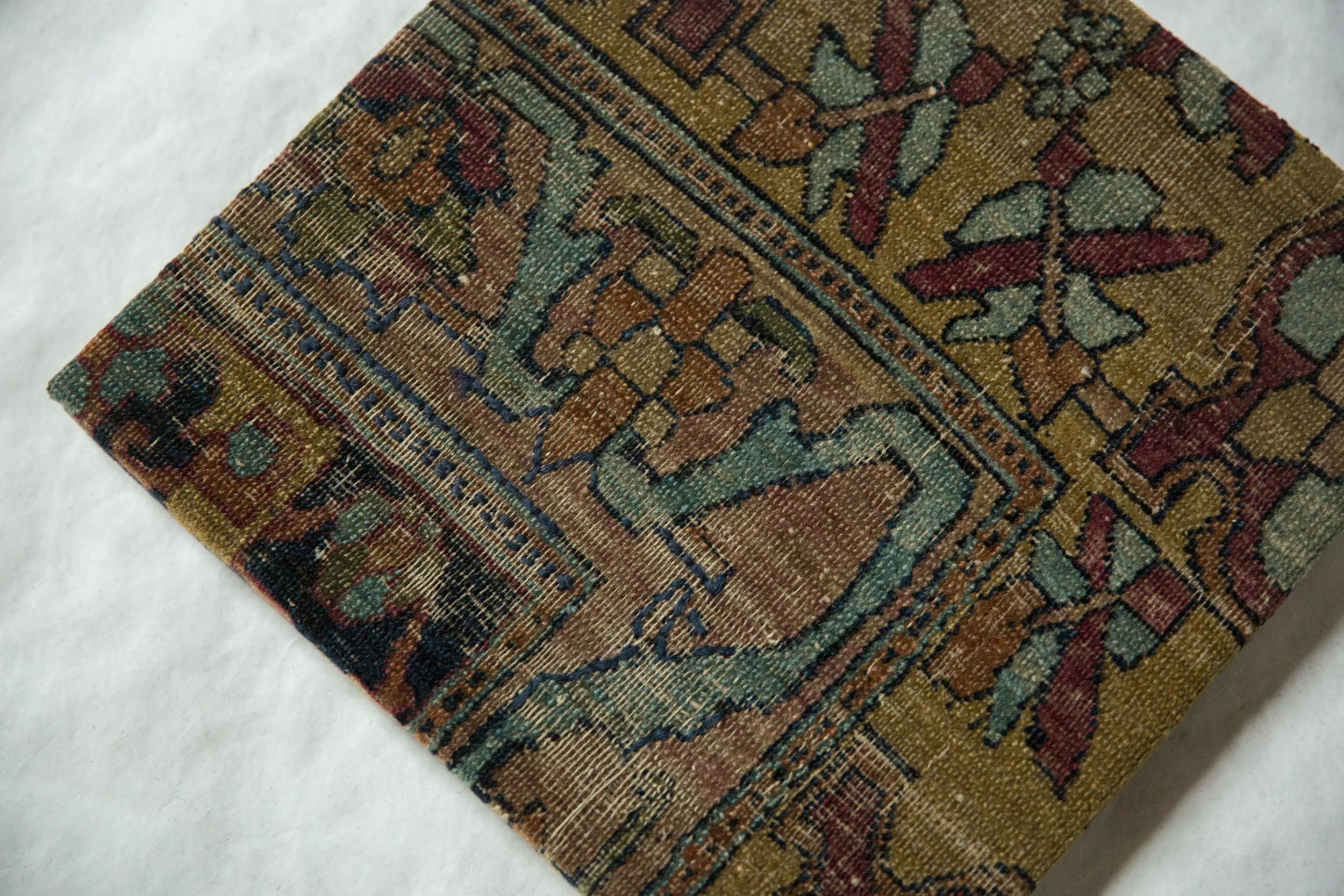 Decorative Cork Board Antique Kerman Rug Fragment Art - Image 3