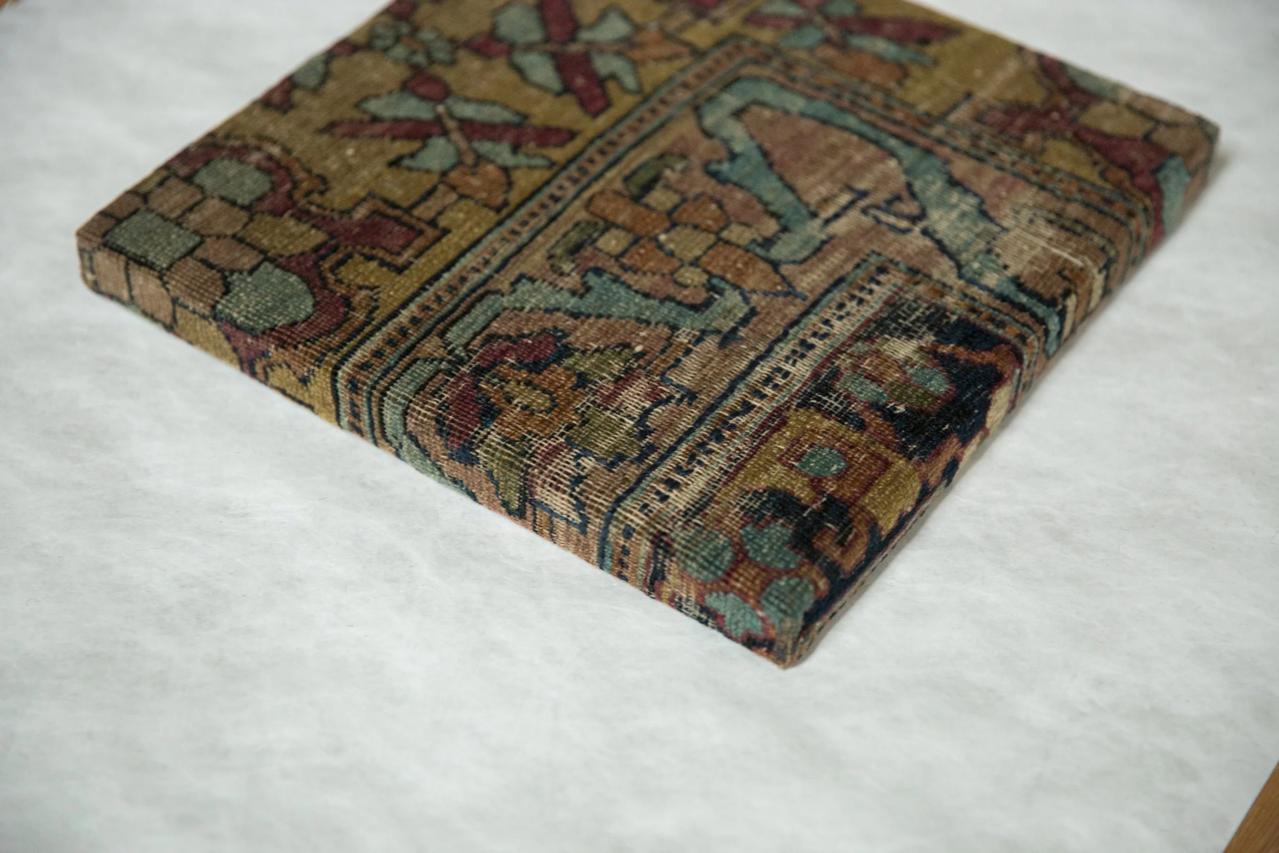 Decorative Cork Board Antique Kerman Rug Fragment Art - Image 4