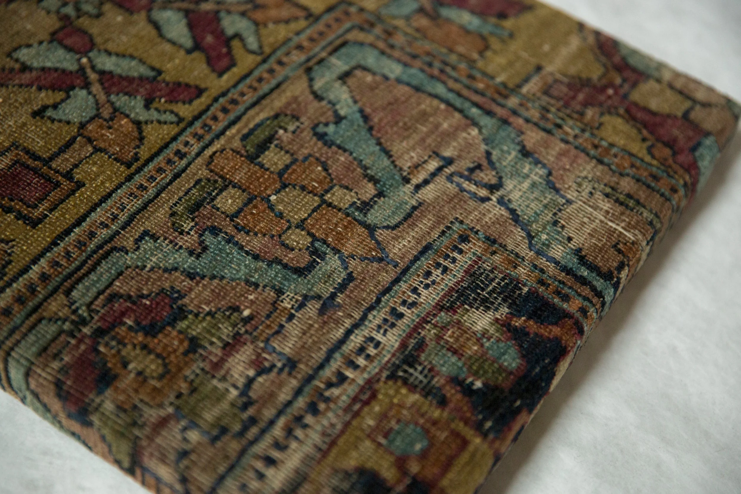 Decorative Cork Board Antique Kerman Rug Fragment Art - Image 5
