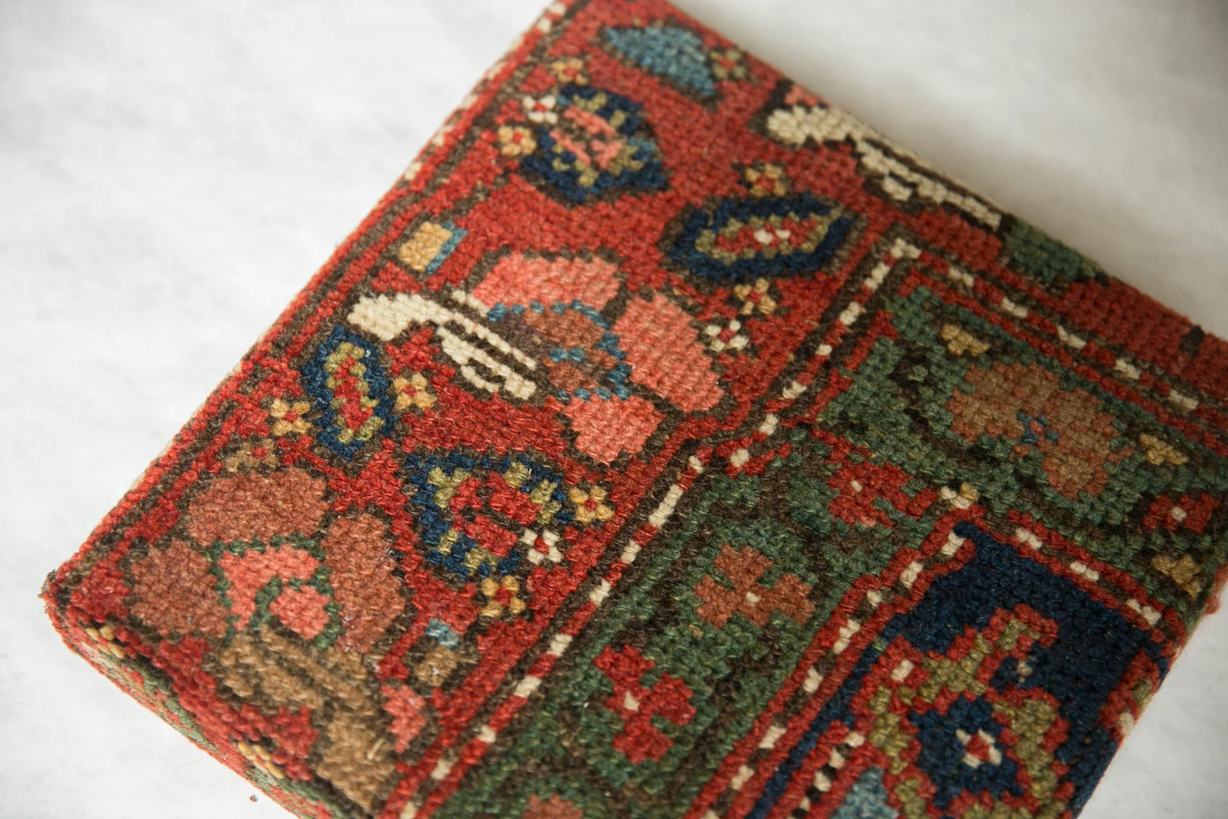 Decorative Cork Board Antique Kurdish Hamadan Rug Fragment Art - Image 4