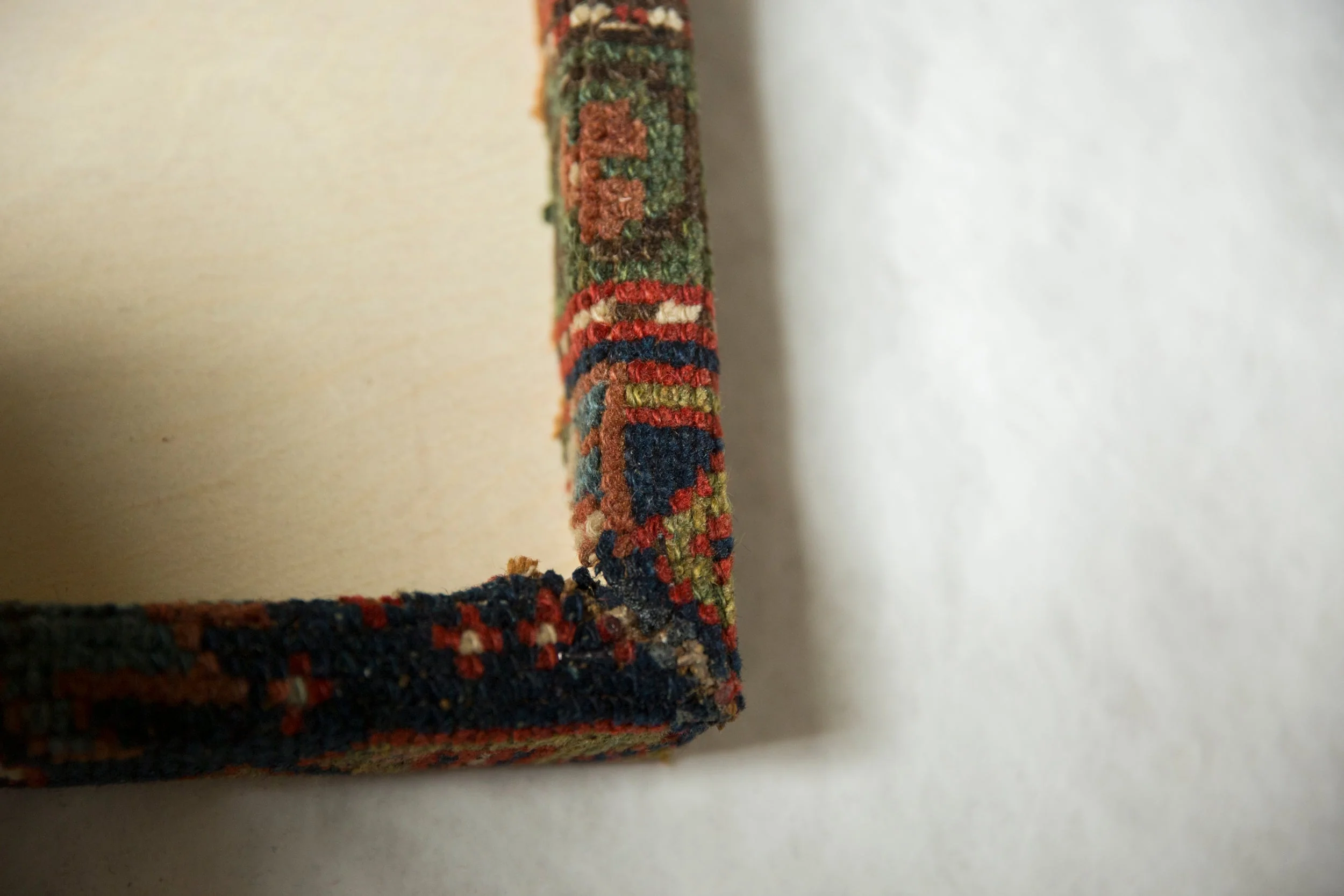 Decorative Cork Board Antique Kurdish Hamadan Rug Fragment Art - Image 5