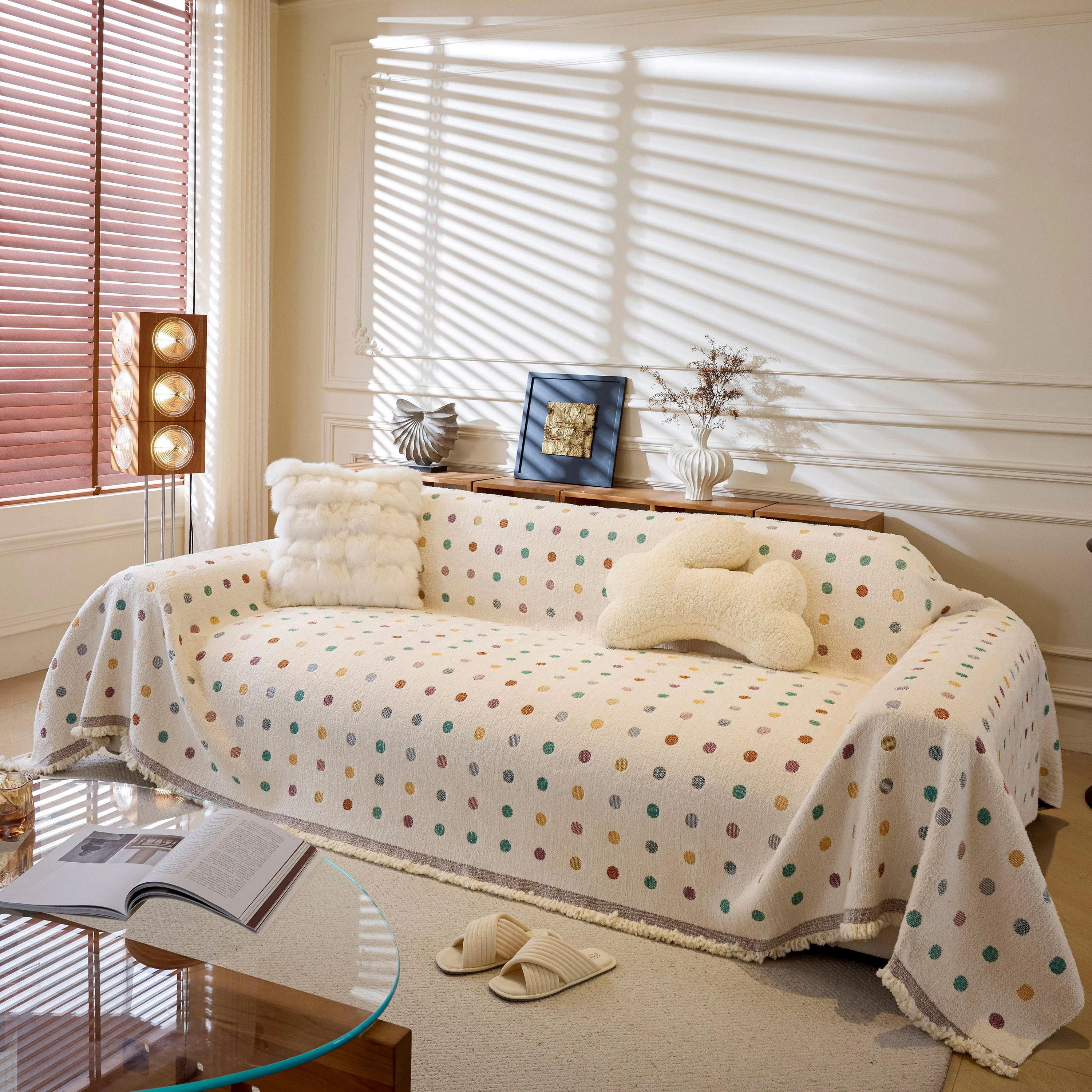 Decorative Plush Textured Woven Sofa Cover Throw, Cozy Soft Couch Protector Blanket - Image 3