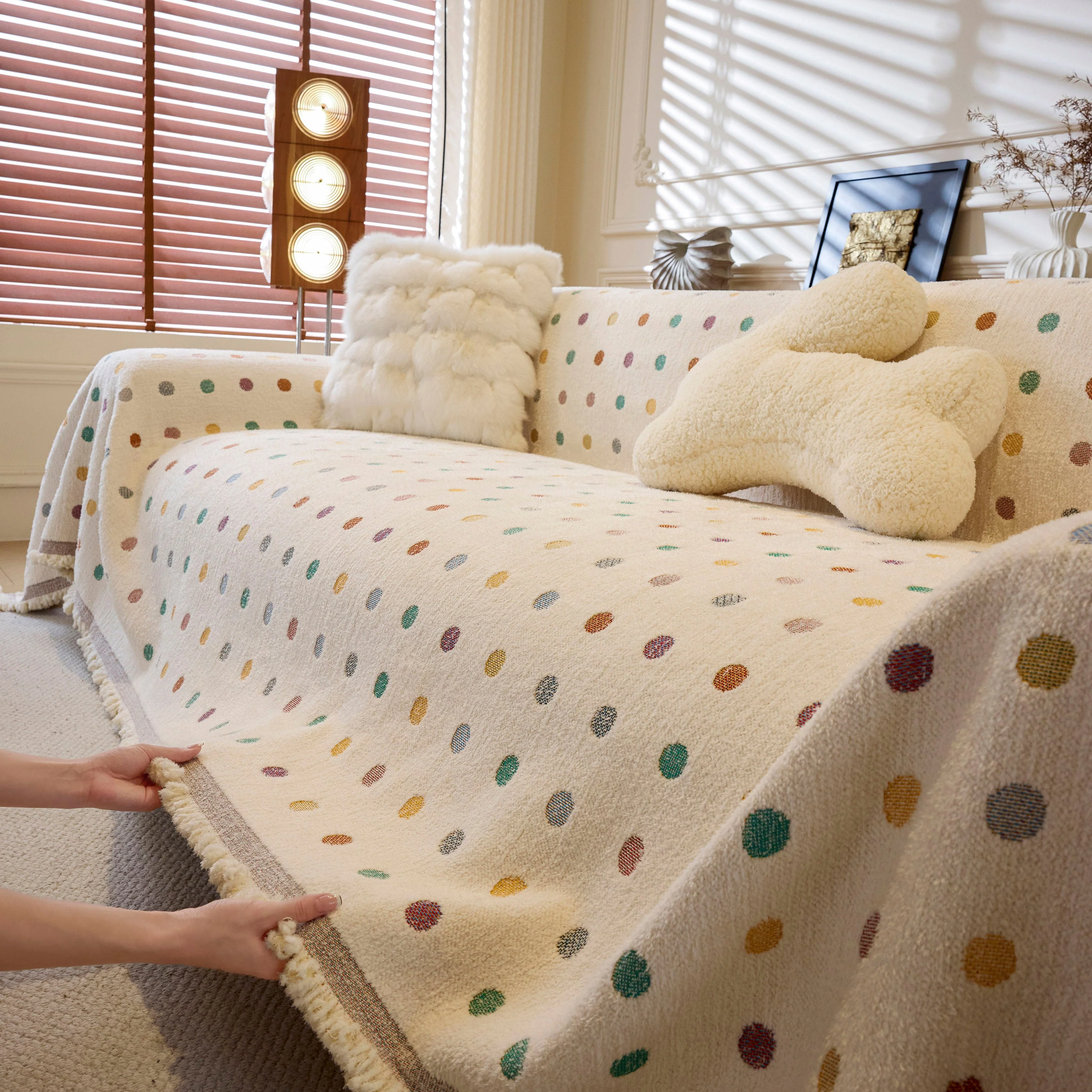 Decorative Plush Textured Woven Sofa Cover Throw, Cozy Soft Couch Protector Blanket - Image 8