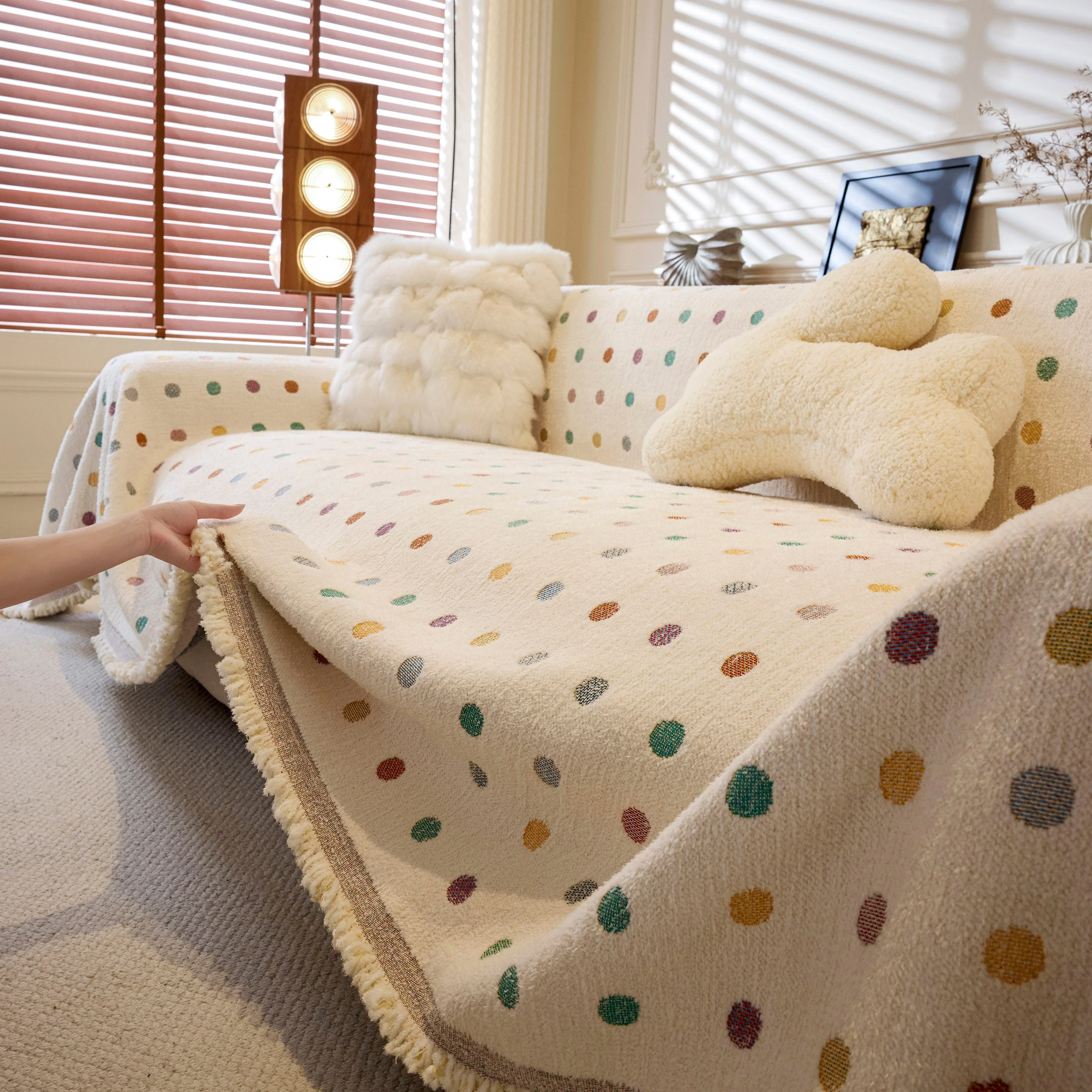 Decorative Plush Textured Woven Sofa Cover Throw, Cozy Soft Couch Protector Blanket - Image 9