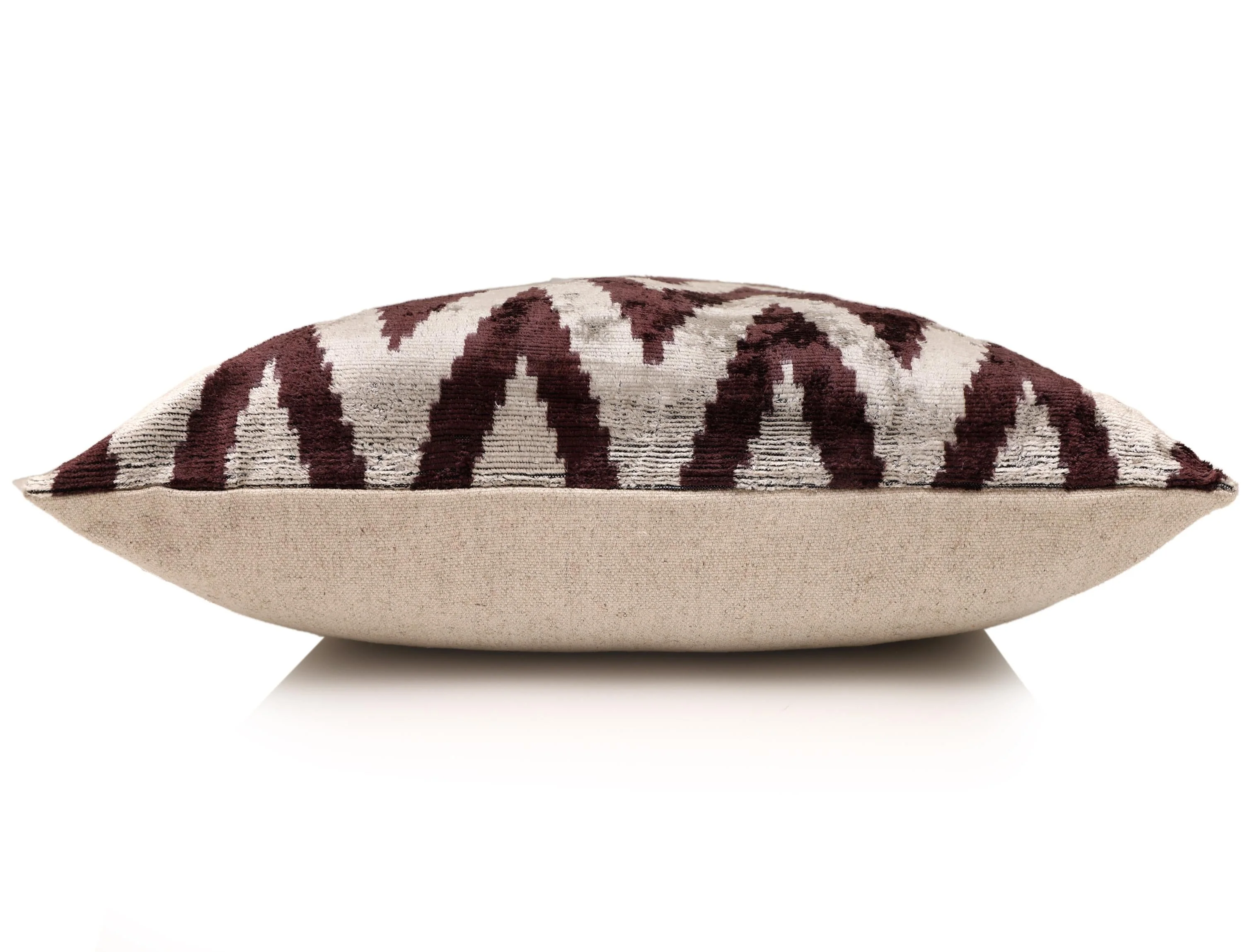 Deep Wine & Silver Chevron Velvet Pillow - 20" x 20" - Image 3