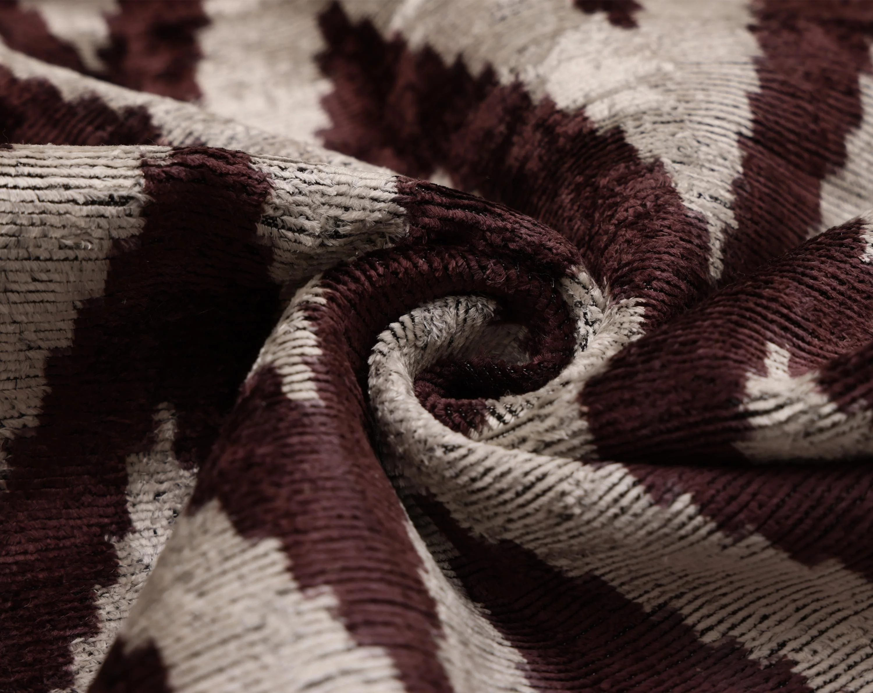 Deep Wine & Silver Chevron Velvet Pillow - 20" x 20" - Image 4