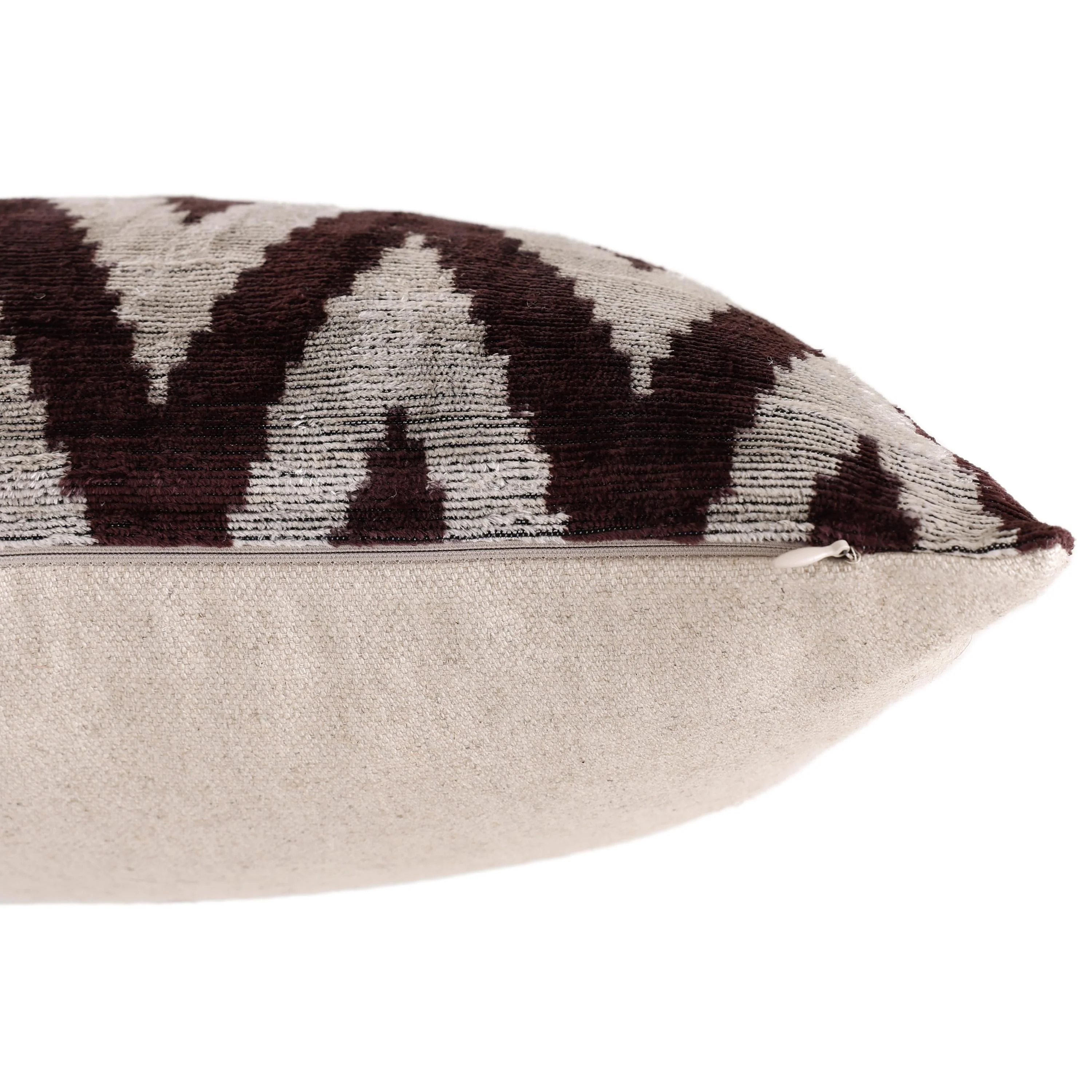 Deep Wine & Silver Chevron Velvet Pillow - 20" x 20" - Image 6