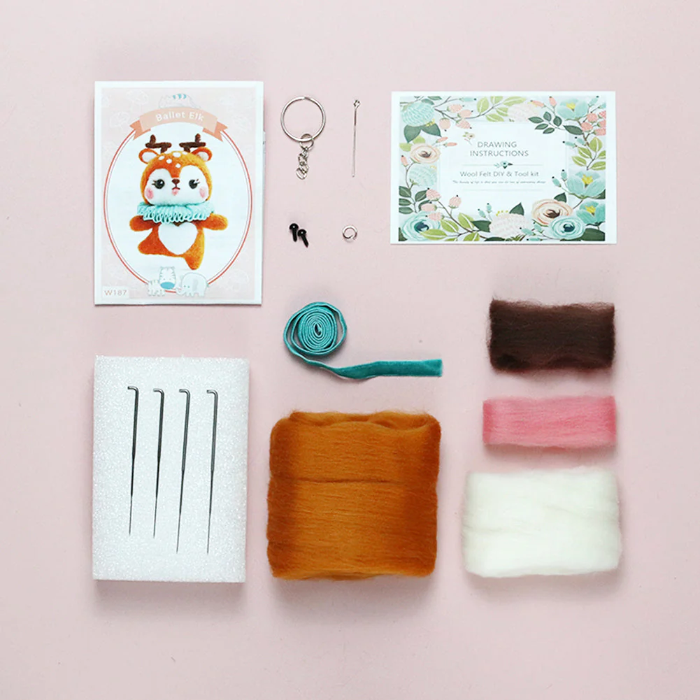 Deer Needle Felting Kit. Wizardi DIY Wool Craft Kit F07N8-W187 - Image 2