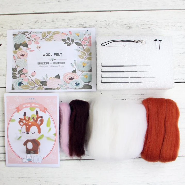 Deer Needle Felting Kit. Wizardi DIY Wool Craft Kit F07N8-W2 - Image 5