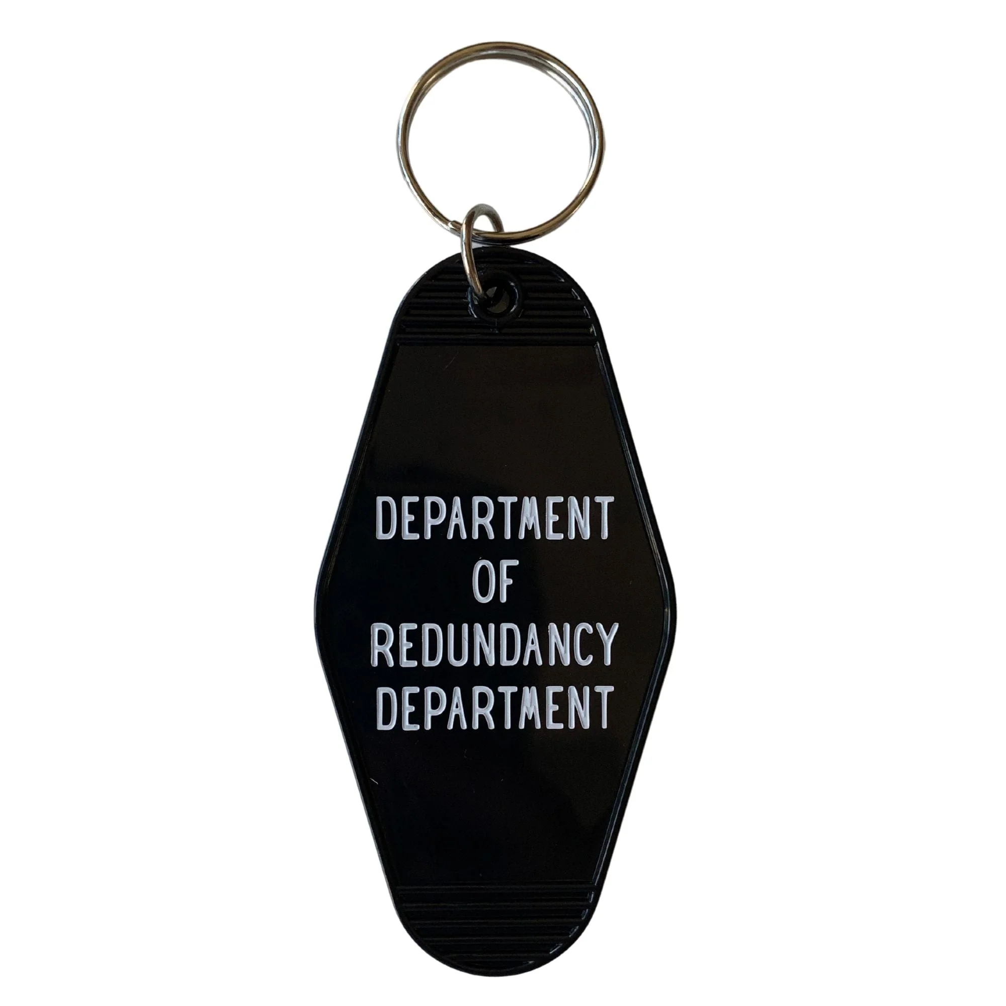 Department of Redundancy Department Motel Style Keychain in Black - Image 3