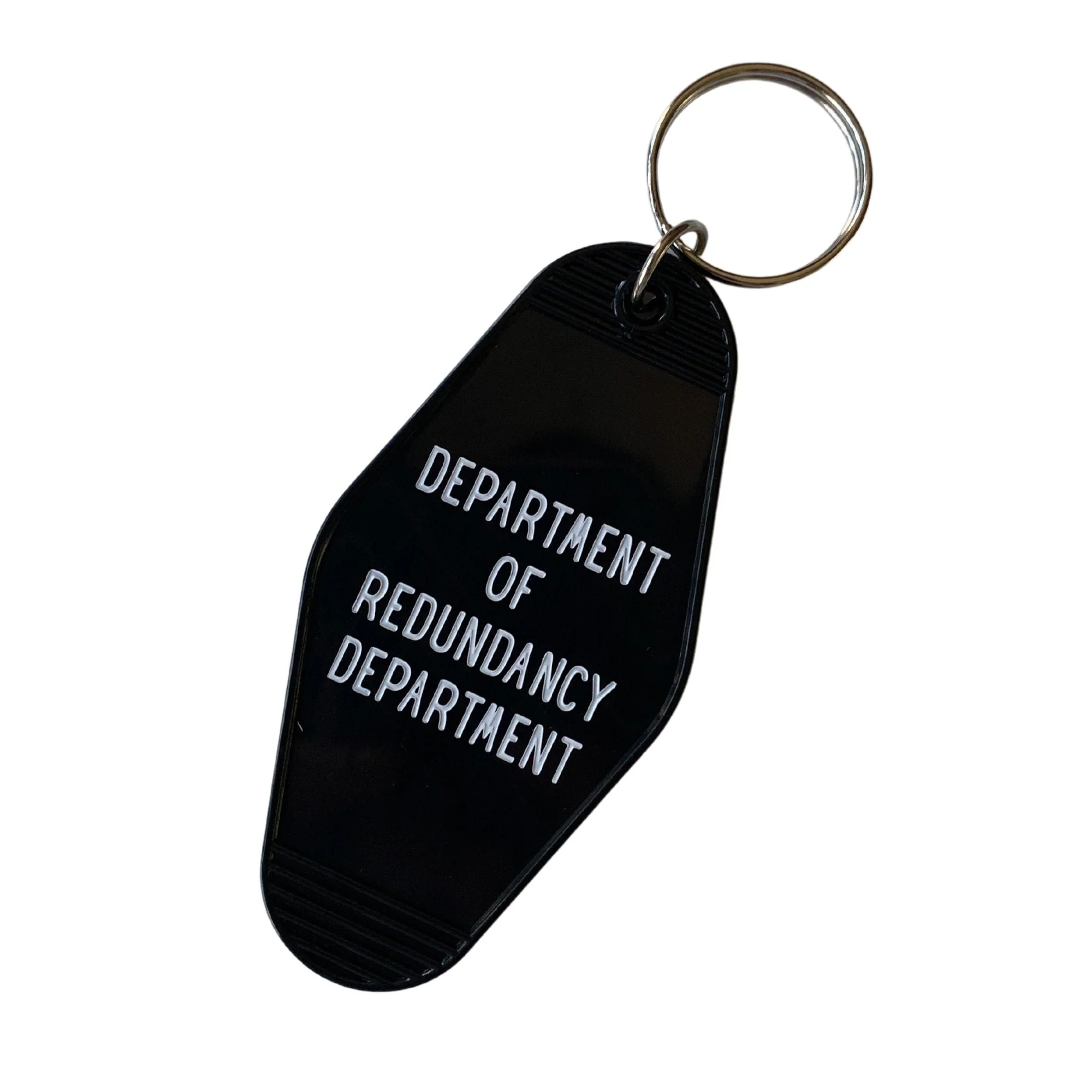 Department of Redundancy Department Motel Style Keychain in Black - Image 4
