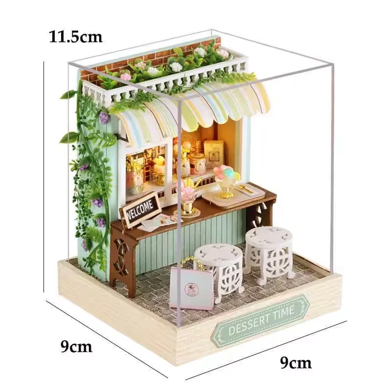 Dessert Time Dollhouse Kit - Miniature Wizardi Roombox Kit with LED Light F07M51-67-QT-086 - Image 2