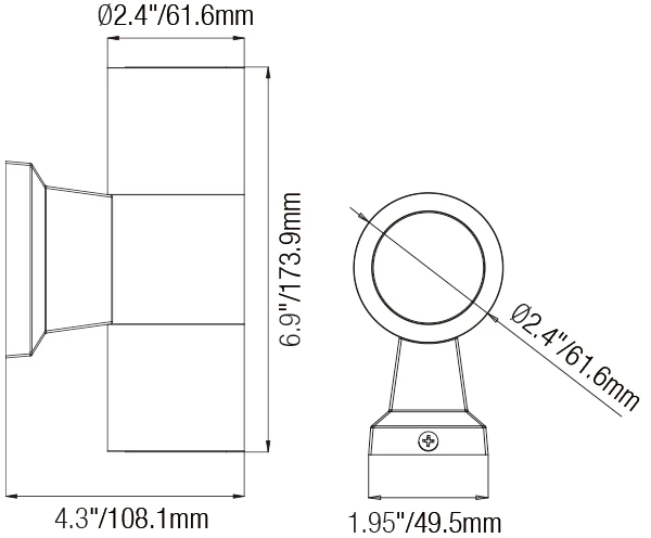 Die Cast Brass Up Down Cylinder Wall Sconce with IP65 Rating - Image 9