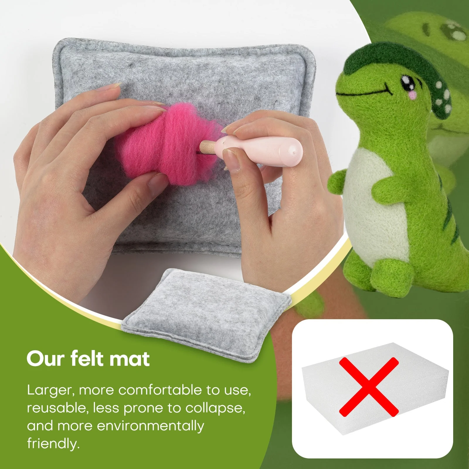 Dinosaurs Needle Felting Kit. Wizardi DIY Wool Craft Kit F07N8-Z-02 - Image 3