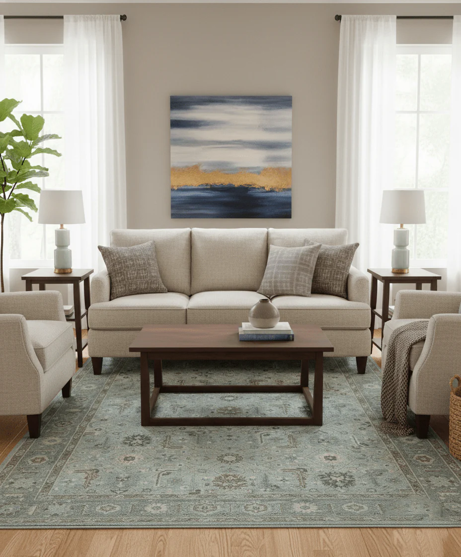 Distressed and Blue Silver Hand Knotted Traditional Wool Area Rug - Image 2