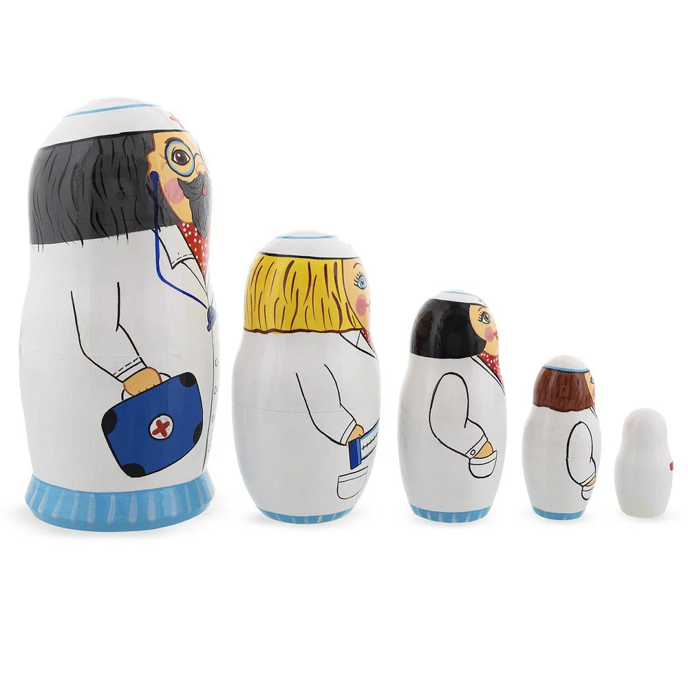 Doctor & Nurses Wooden Nesting Dolls - Image 2
