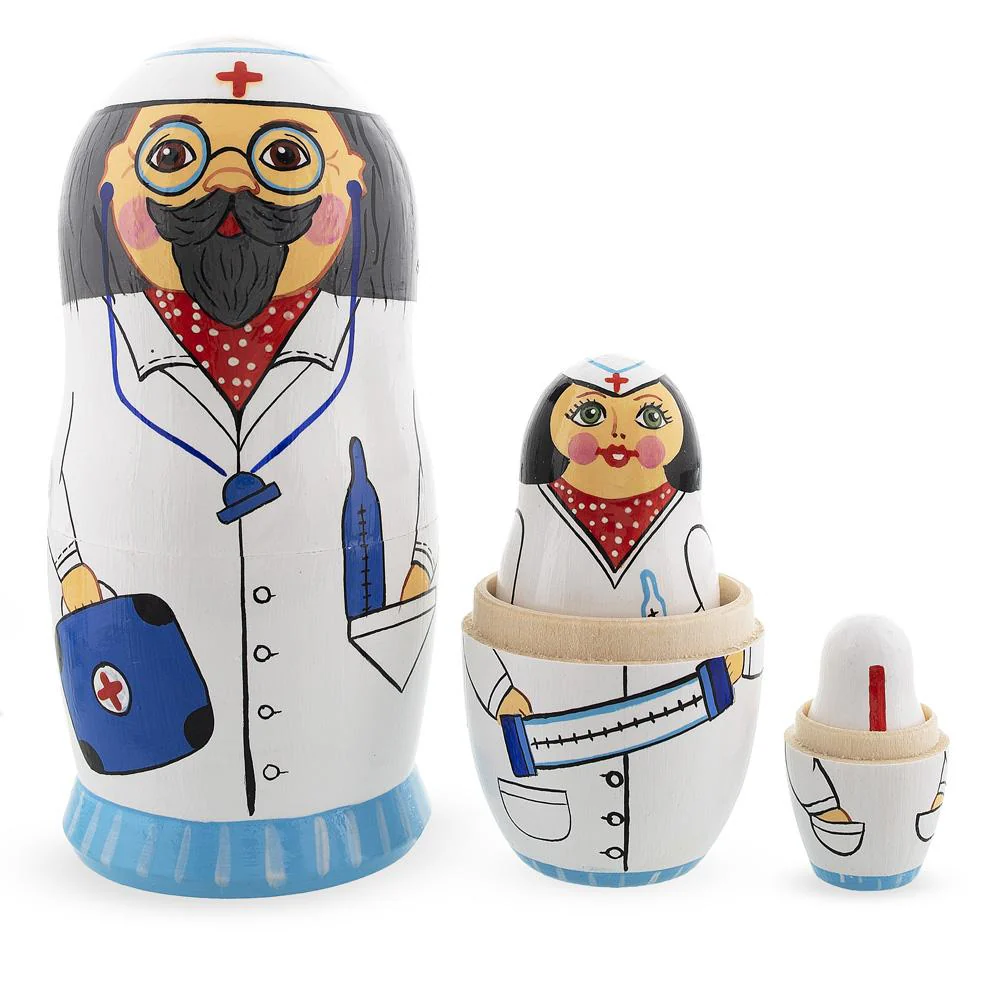 Doctor & Nurses Wooden Nesting Dolls - Image 3