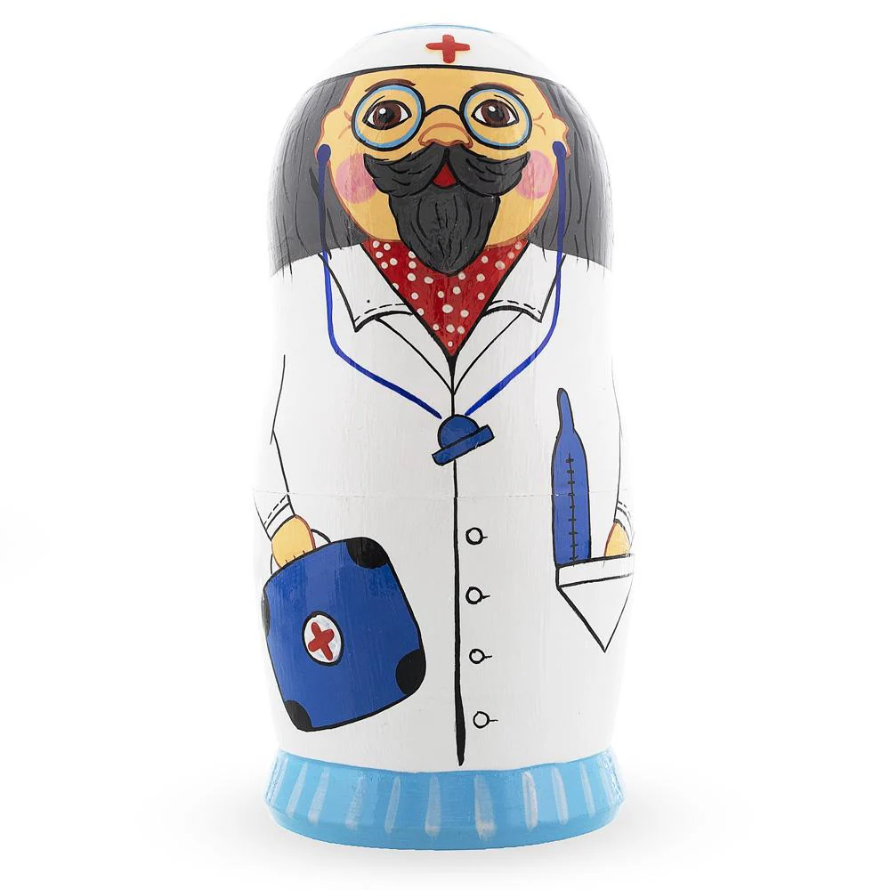Doctor & Nurses Wooden Nesting Dolls - Image 4