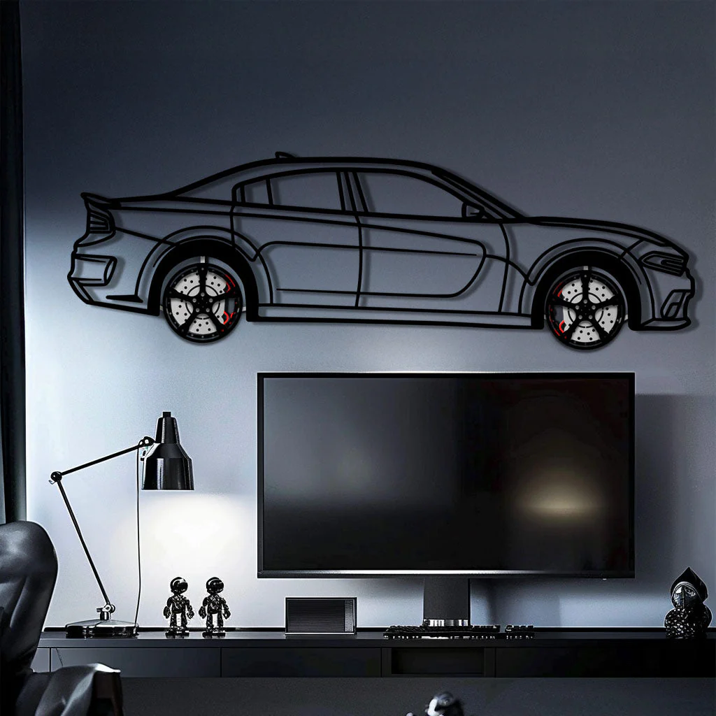Dodge Charger SRT Metal Car Wall Art with Rotating Wheels - Modern American Muscle Silhouette - Interactive Automotive Wall Decor - KAFMEKA121 - Image 10