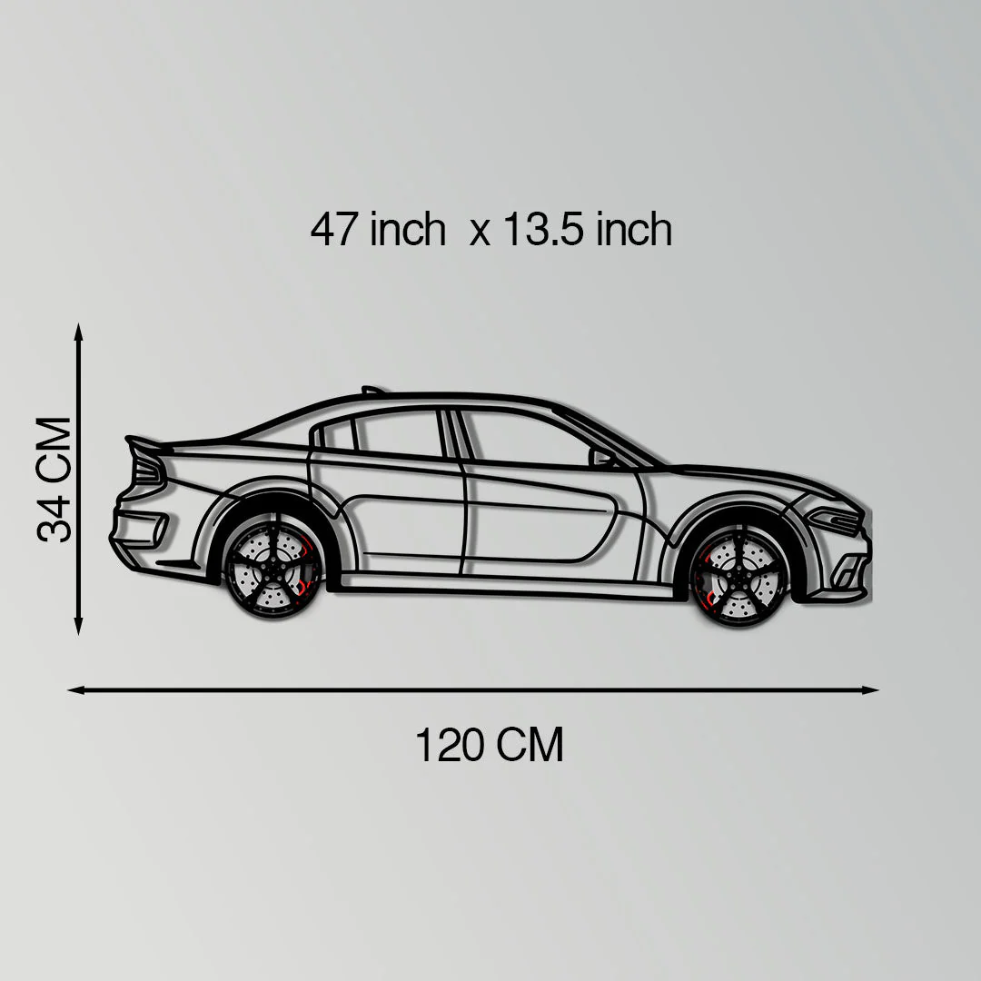 Dodge Charger SRT Metal Car Wall Art with Rotating Wheels - Modern American Muscle Silhouette - Interactive Automotive Wall Decor - KAFMEKA121 - Image 11