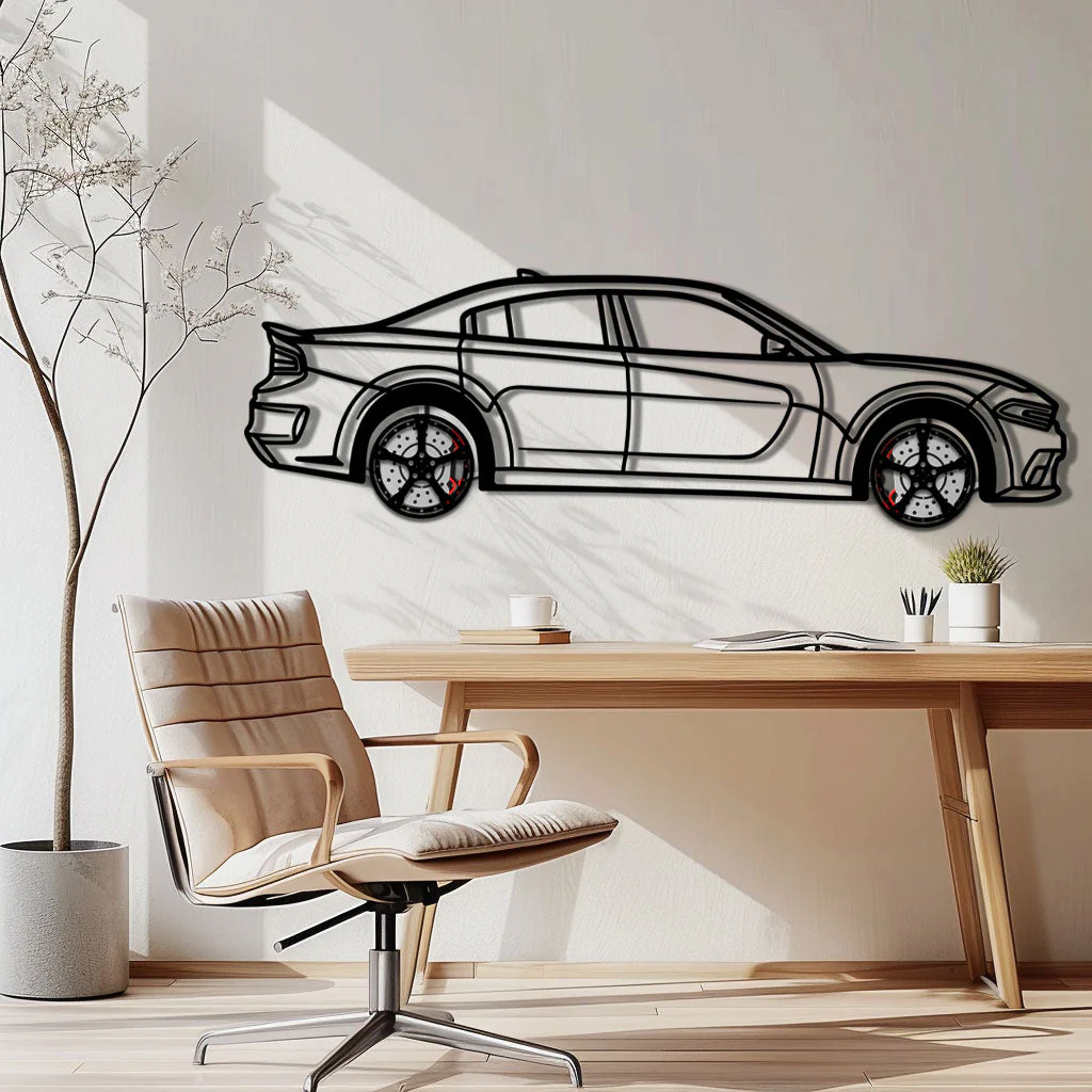 Dodge Charger SRT Metal Car Wall Art with Rotating Wheels - Modern American Muscle Silhouette - Interactive Automotive Wall Decor - KAFMEKA121 - Image 2