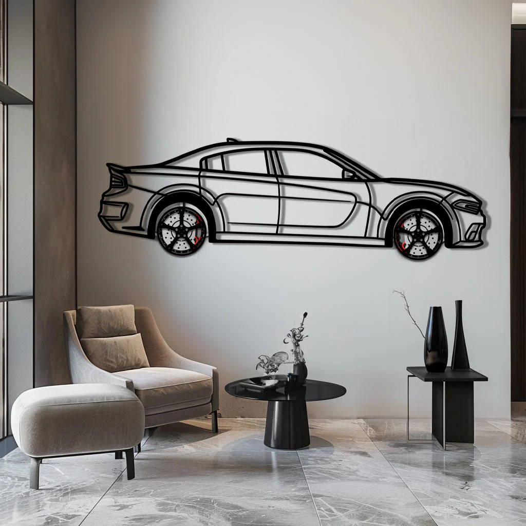Dodge Charger SRT Metal Car Wall Art with Rotating Wheels - Modern American Muscle Silhouette - Interactive Automotive Wall Decor - KAFMEKA121 - Image 4