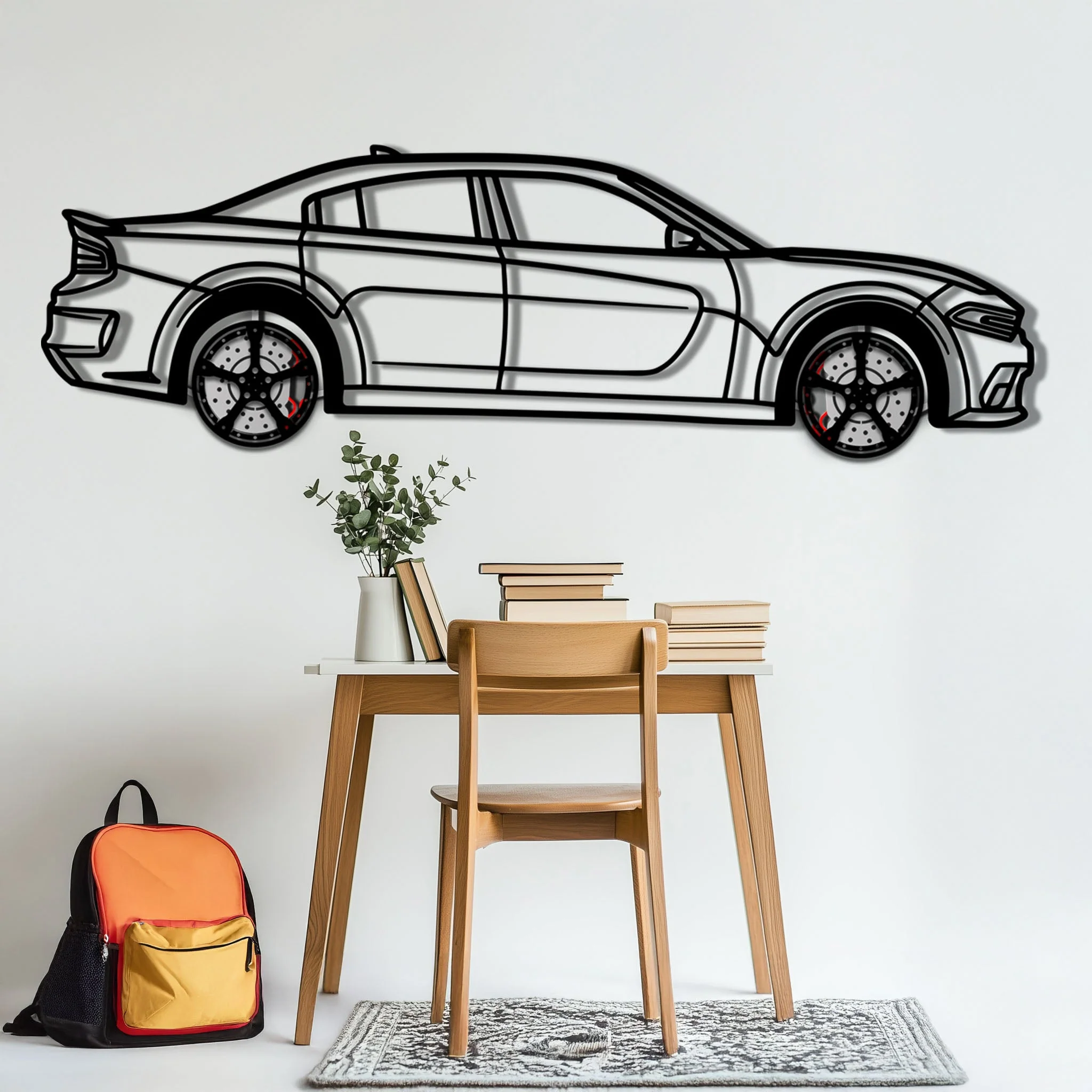 Dodge Charger SRT Metal Car Wall Art with Rotating Wheels - Modern American Muscle Silhouette - Interactive Automotive Wall Decor - KAFMEKA121 - Image 5