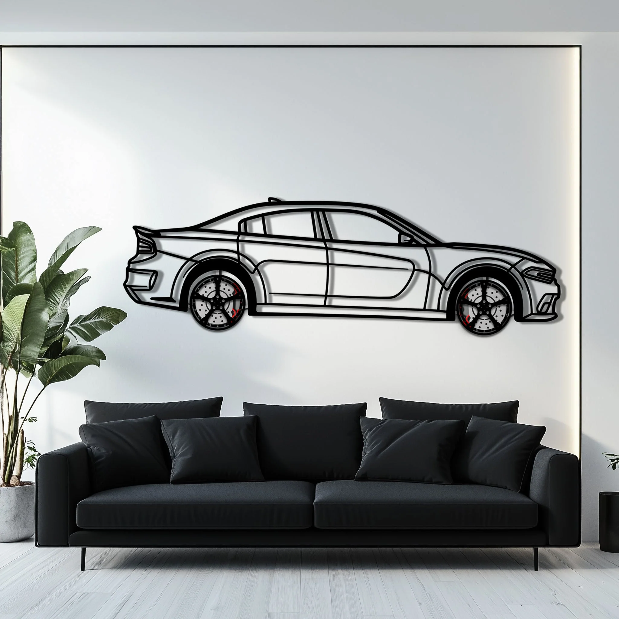 Dodge Charger SRT Metal Car Wall Art with Rotating Wheels - Modern American Muscle Silhouette - Interactive Automotive Wall Decor - KAFMEKA121 - Image 7