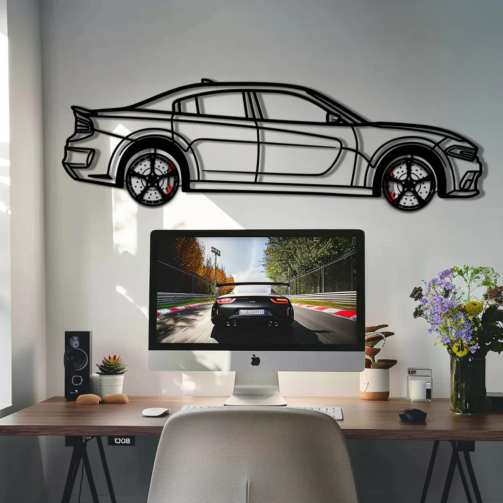 Dodge Charger SRT Metal Car Wall Art with Rotating Wheels - Modern American Muscle Silhouette - Interactive Automotive Wall Decor - KAFMEKA121 - Image 8