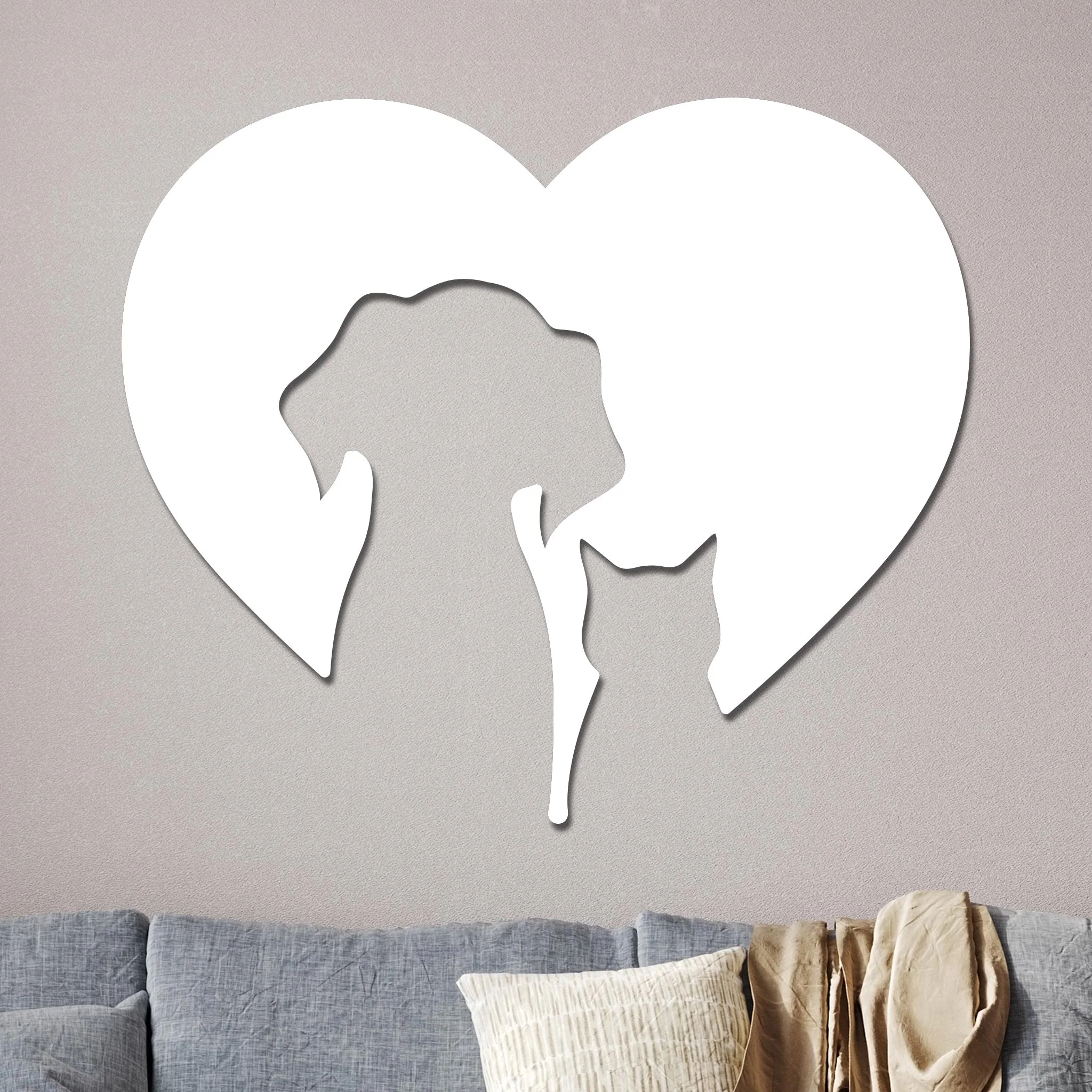 Dog and Cat Silhouettes in Heart Sign - Image 2
