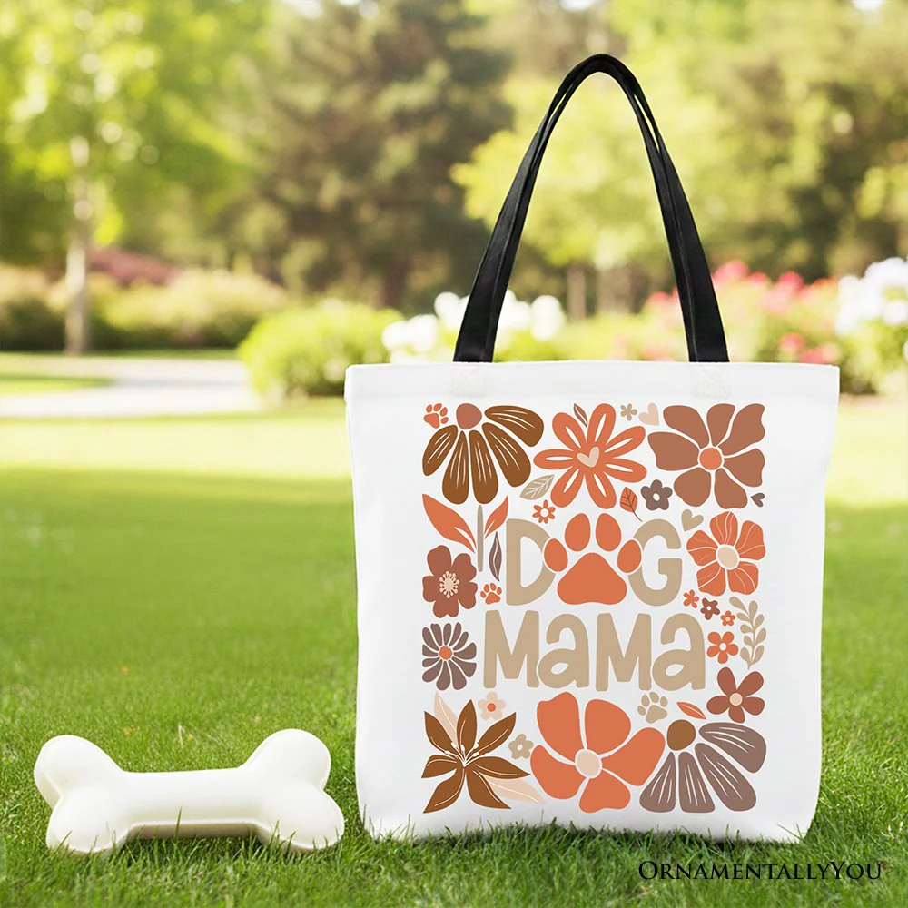 Dog Mama Boho Floral Canvas Tote Bag, Gift Shopper for Proud and Stylish Pet Lovers - Image 4
