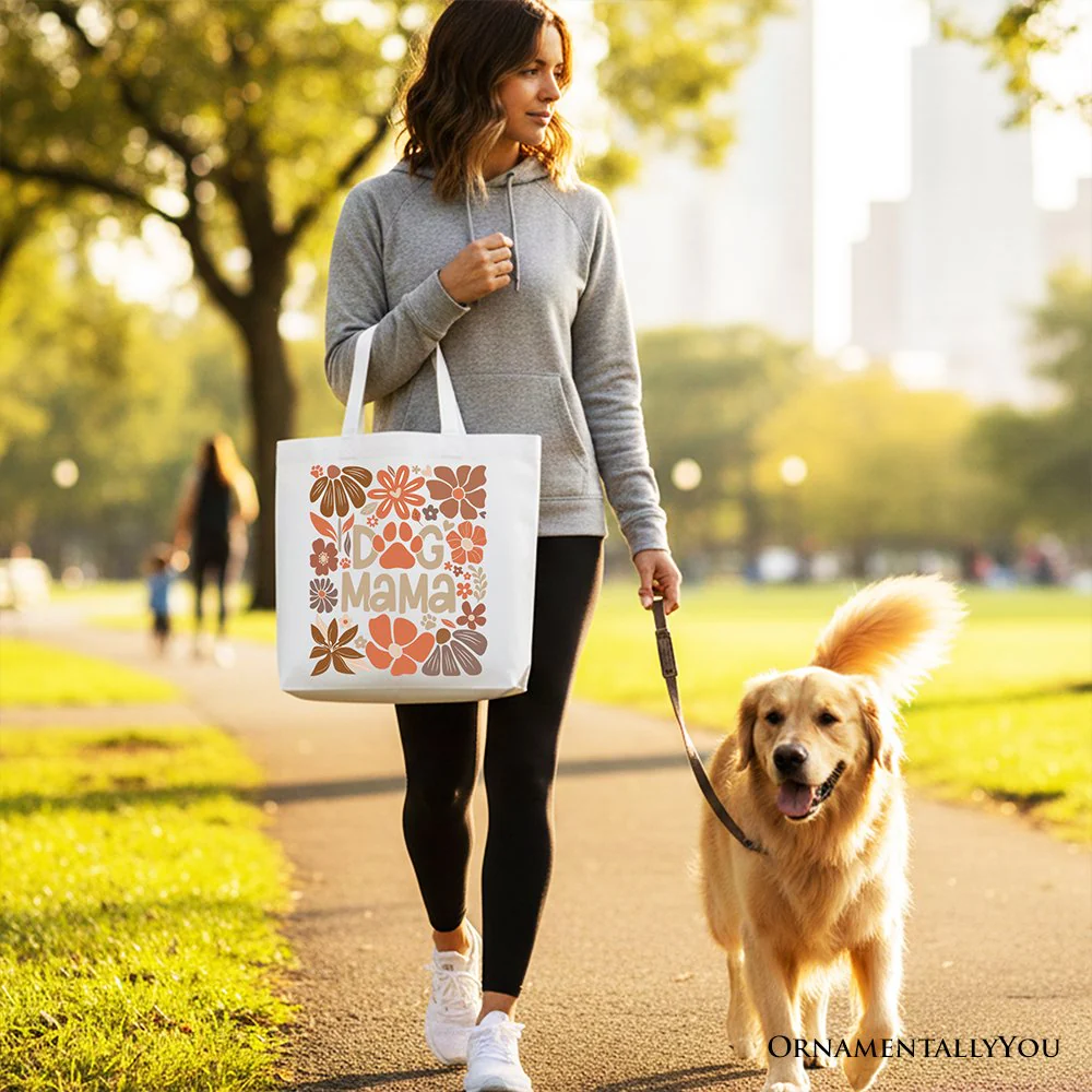 Dog Mama Boho Floral Canvas Tote Bag, Gift Shopper for Proud and Stylish Pet Lovers - Image 6