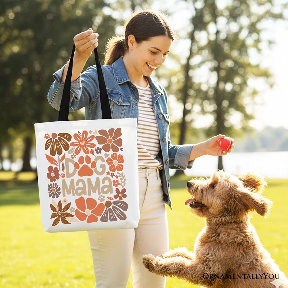 Dog Mama Boho Floral Canvas Tote Bag, Gift Shopper for Proud and Stylish Pet Lovers - Image 7