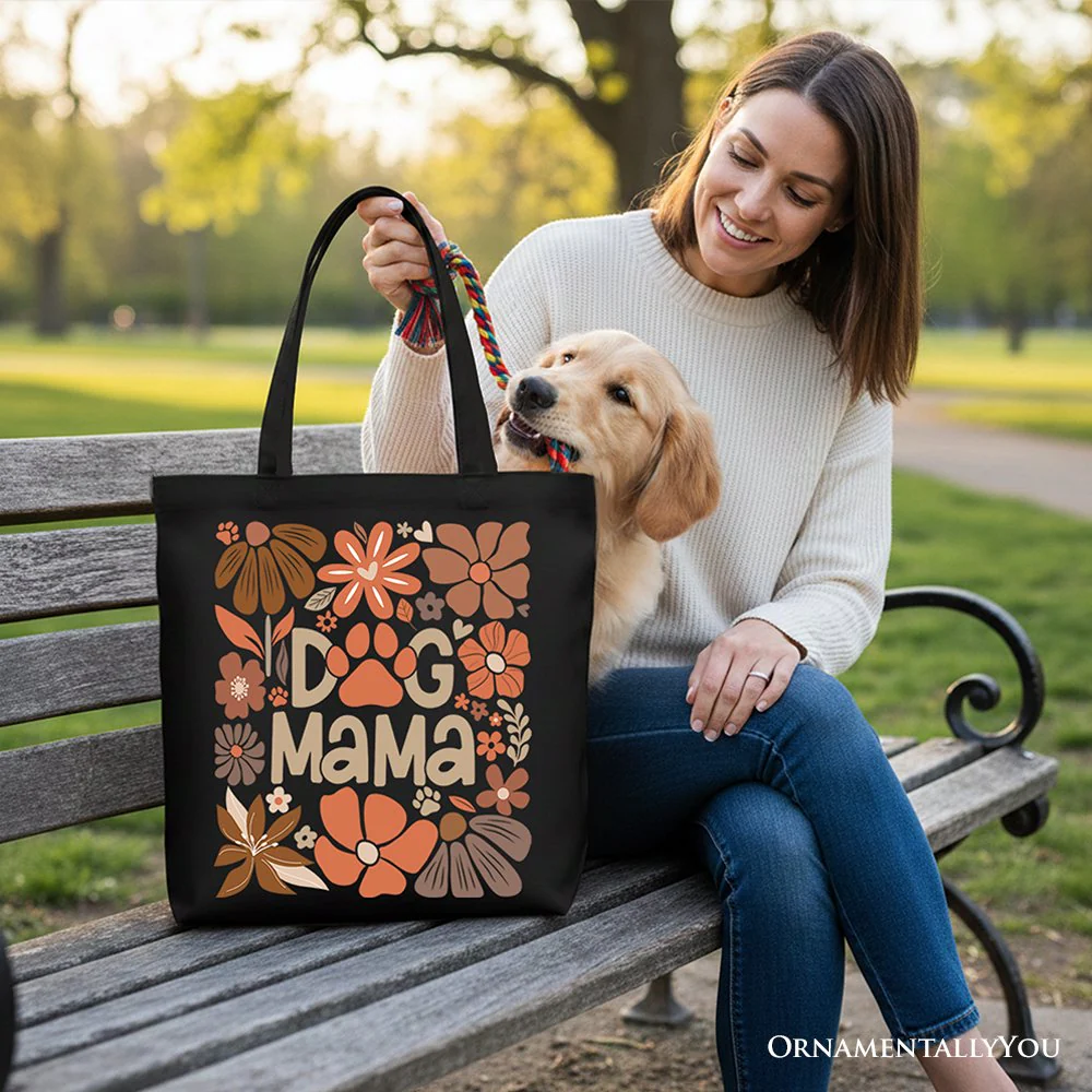 Dog Mama Boho Floral Canvas Tote Bag, Gift Shopper for Proud and Stylish Pet Lovers - Image 8