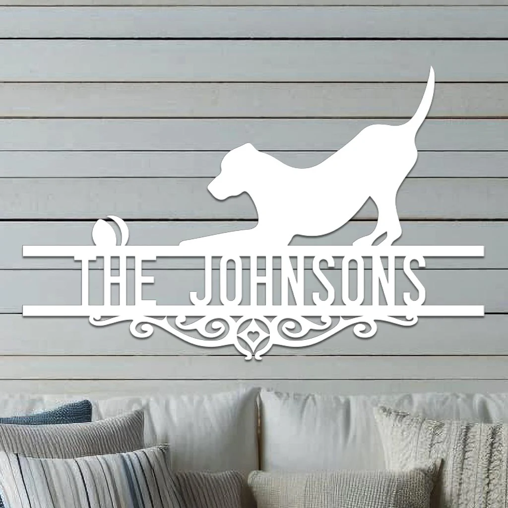 Dog w Ball Family Name Sign - Image 2