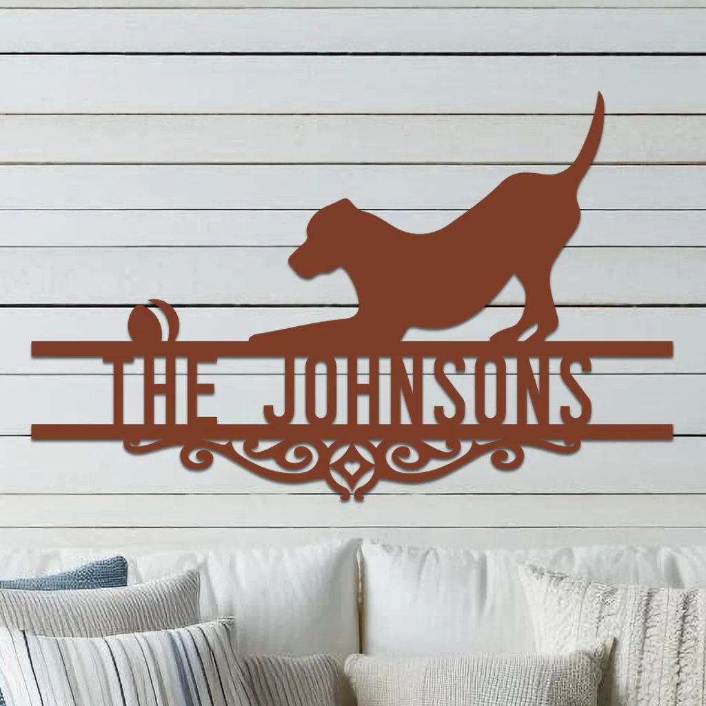 Dog w Ball Family Name Sign - Image 4
