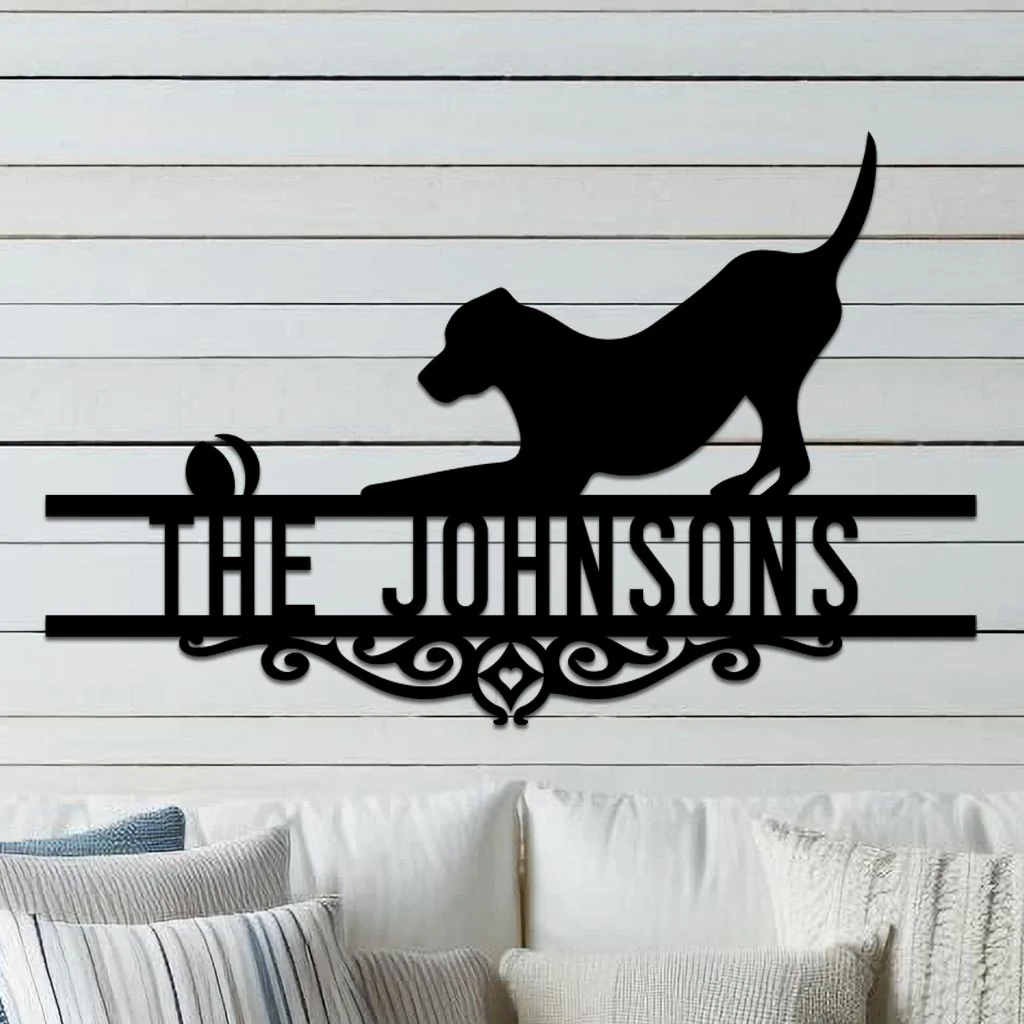Dog w Ball Family Name Sign - Image 6