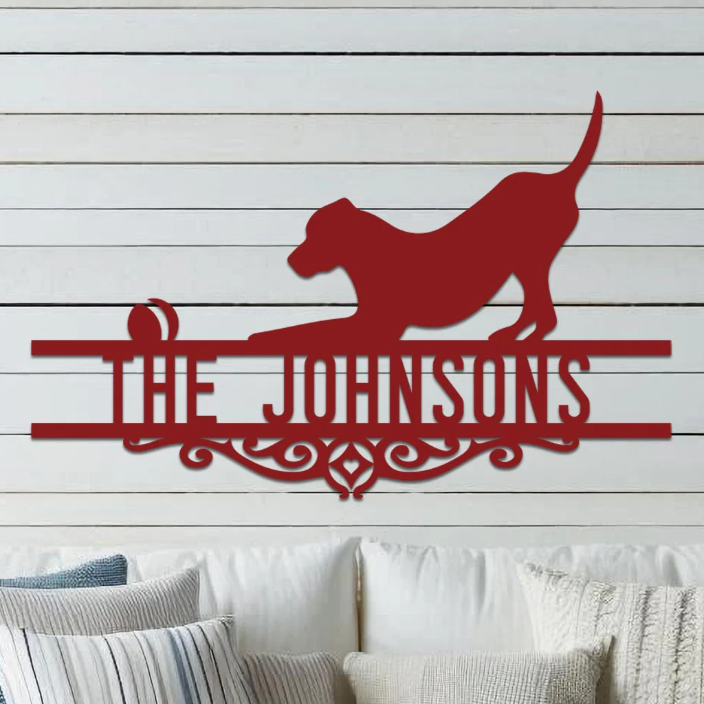 Dog w Ball Family Name Sign - Image 9