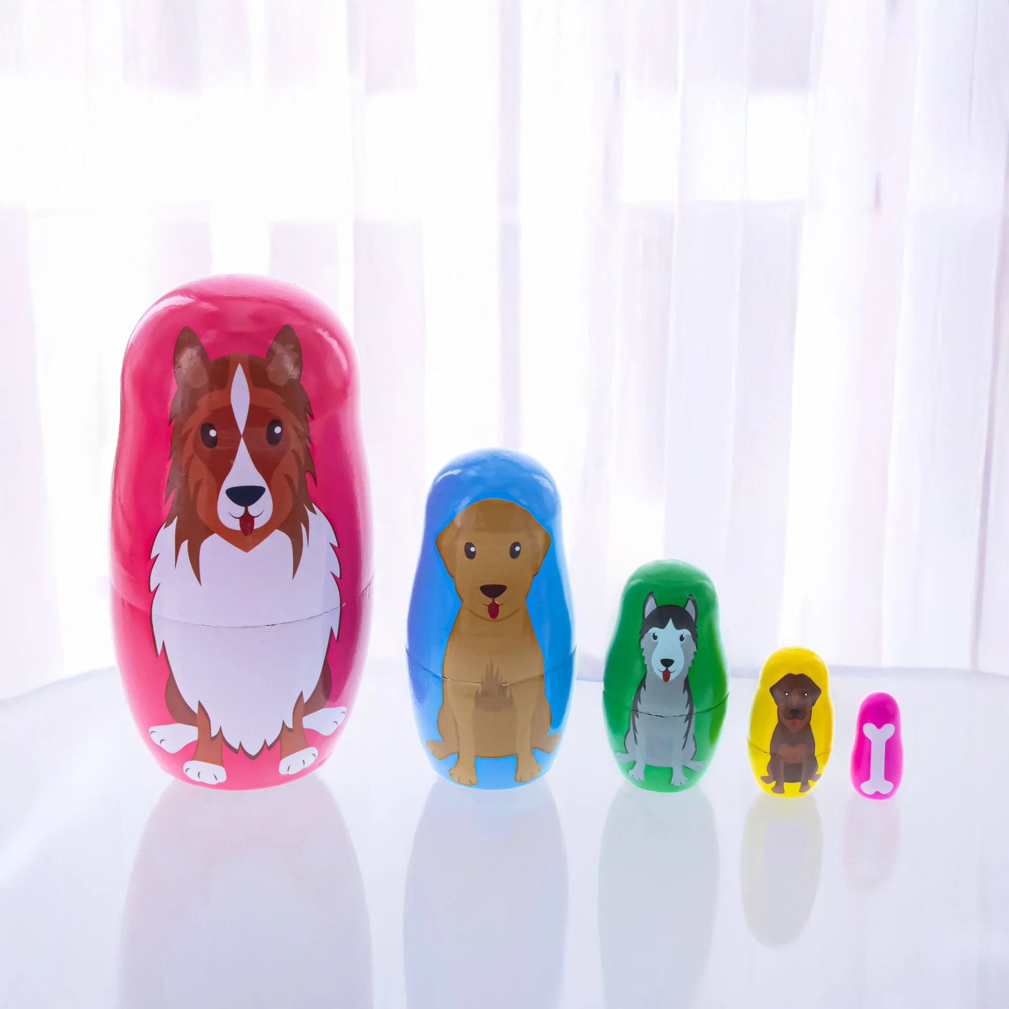 Dogs Wooden Nesting Dolls 4.75 Inches - Image 2