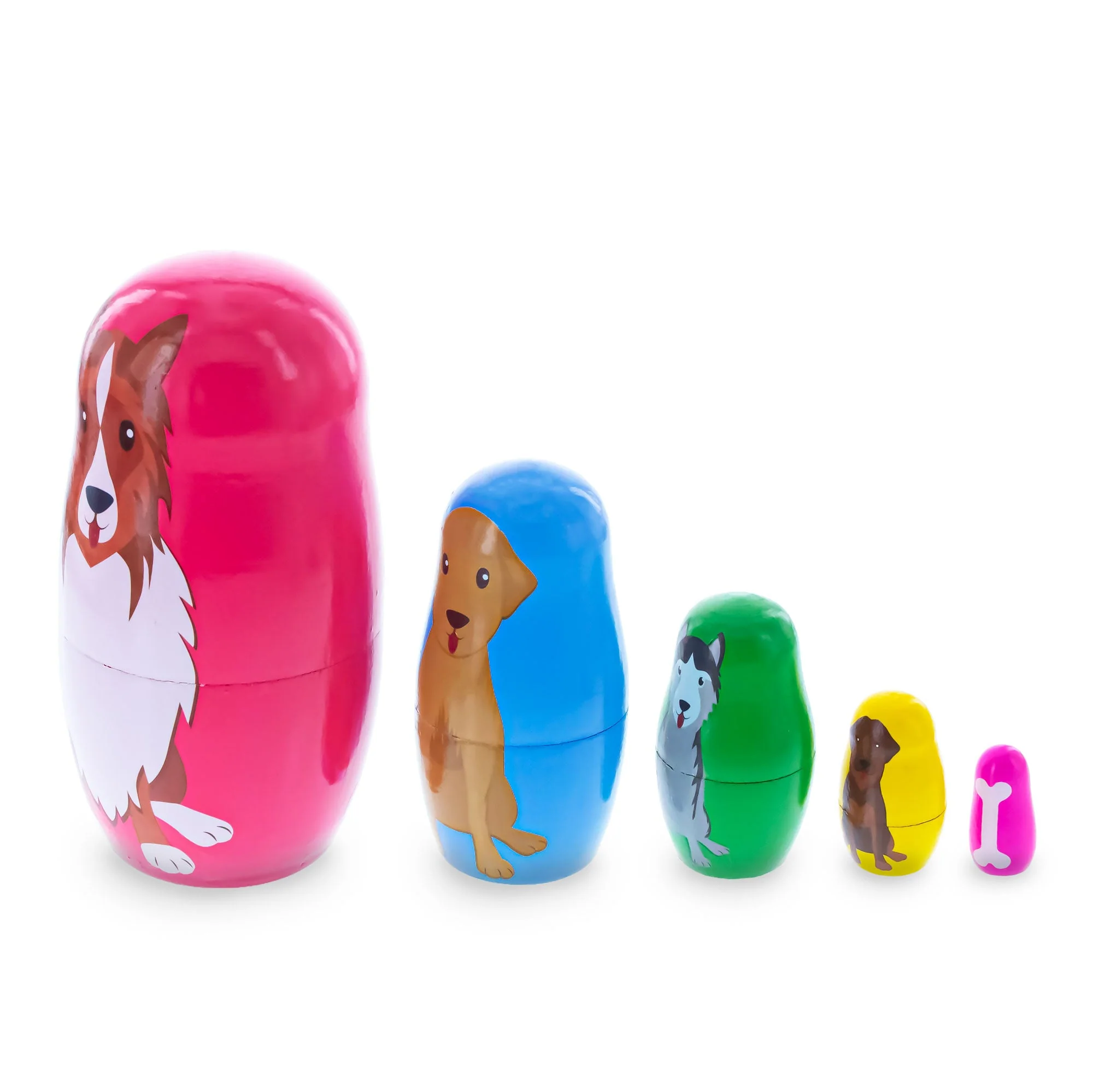 Dogs Wooden Nesting Dolls 4.75 Inches - Image 3