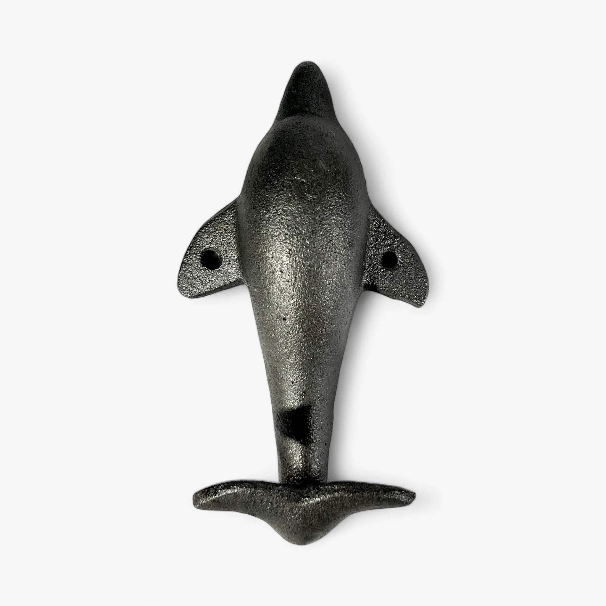Dolphin Tail Wall Hook Coastal Decor, Natural Iron Finish - Image 2