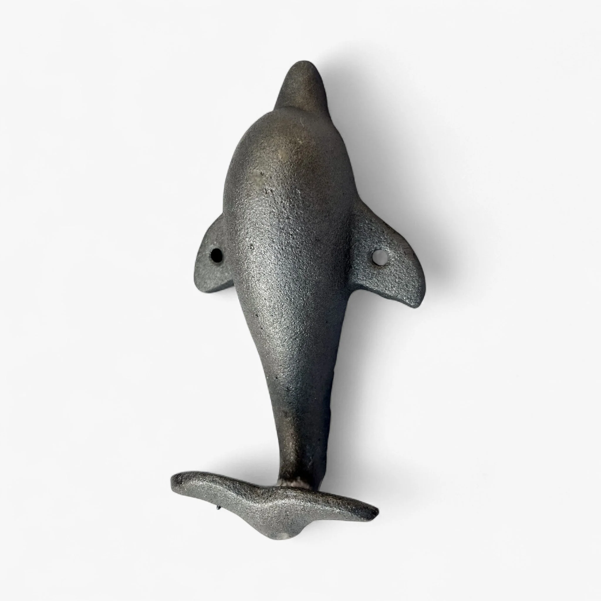 Dolphin Tail Wall Hook Coastal Decor, Natural Iron Finish - Image 3