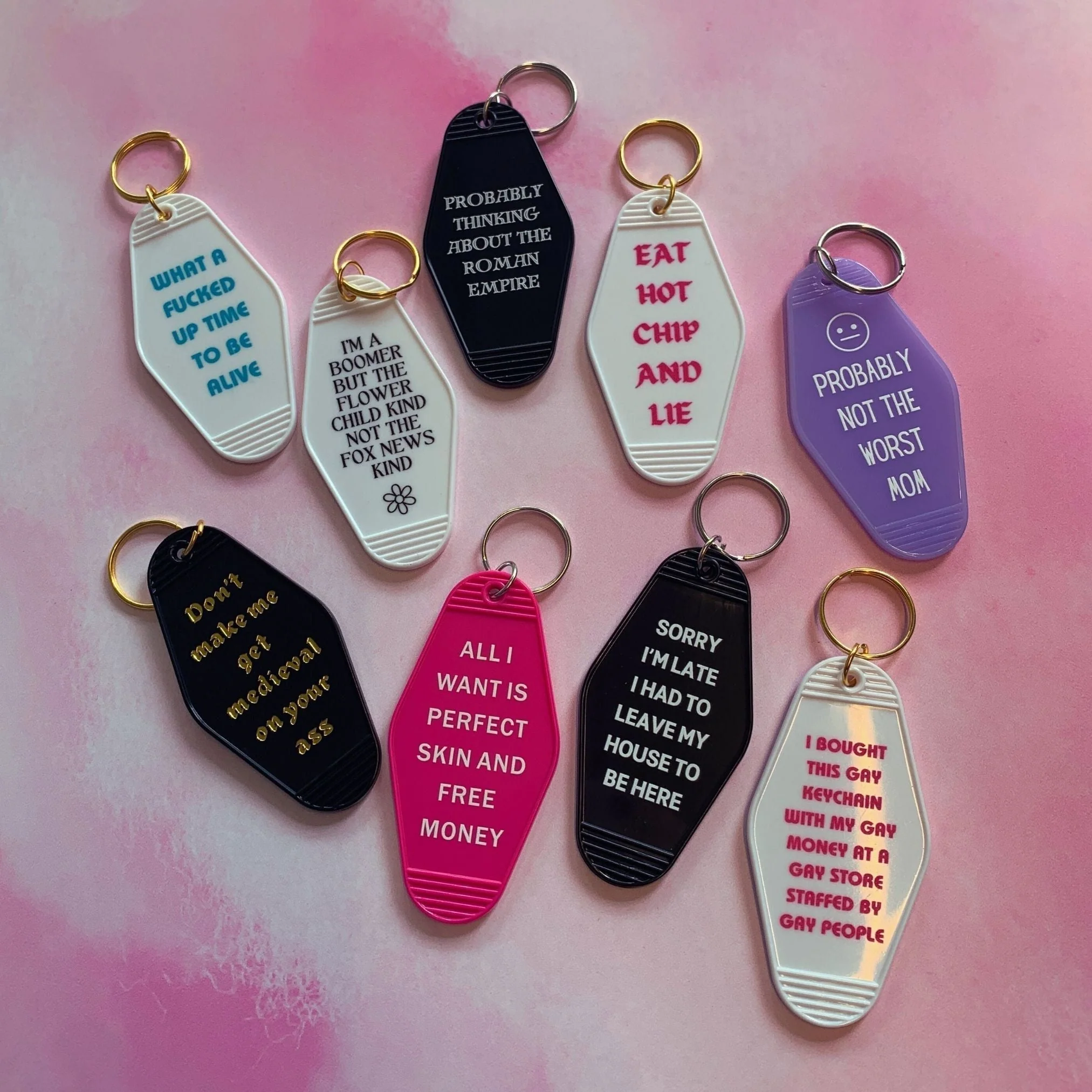 Don't Make Me Get Medieval on Your Ass Motel Style Keychain in Black - Image 10