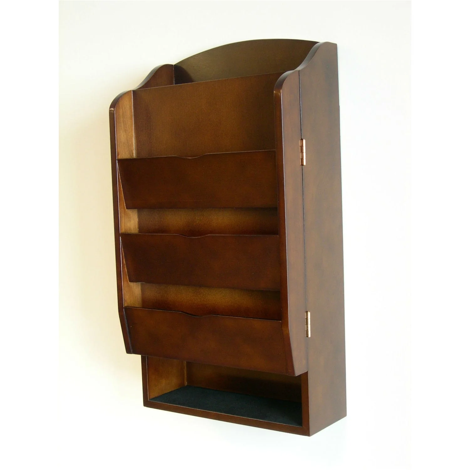 Door / Wall Mount Organizer Letter Holder Mail Sorter in Dark Walnut - Image 2