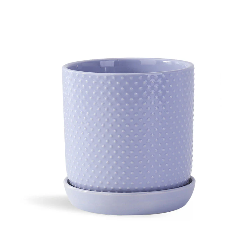 Dotted Cylinder Planter With Attached Saucer - Image 8