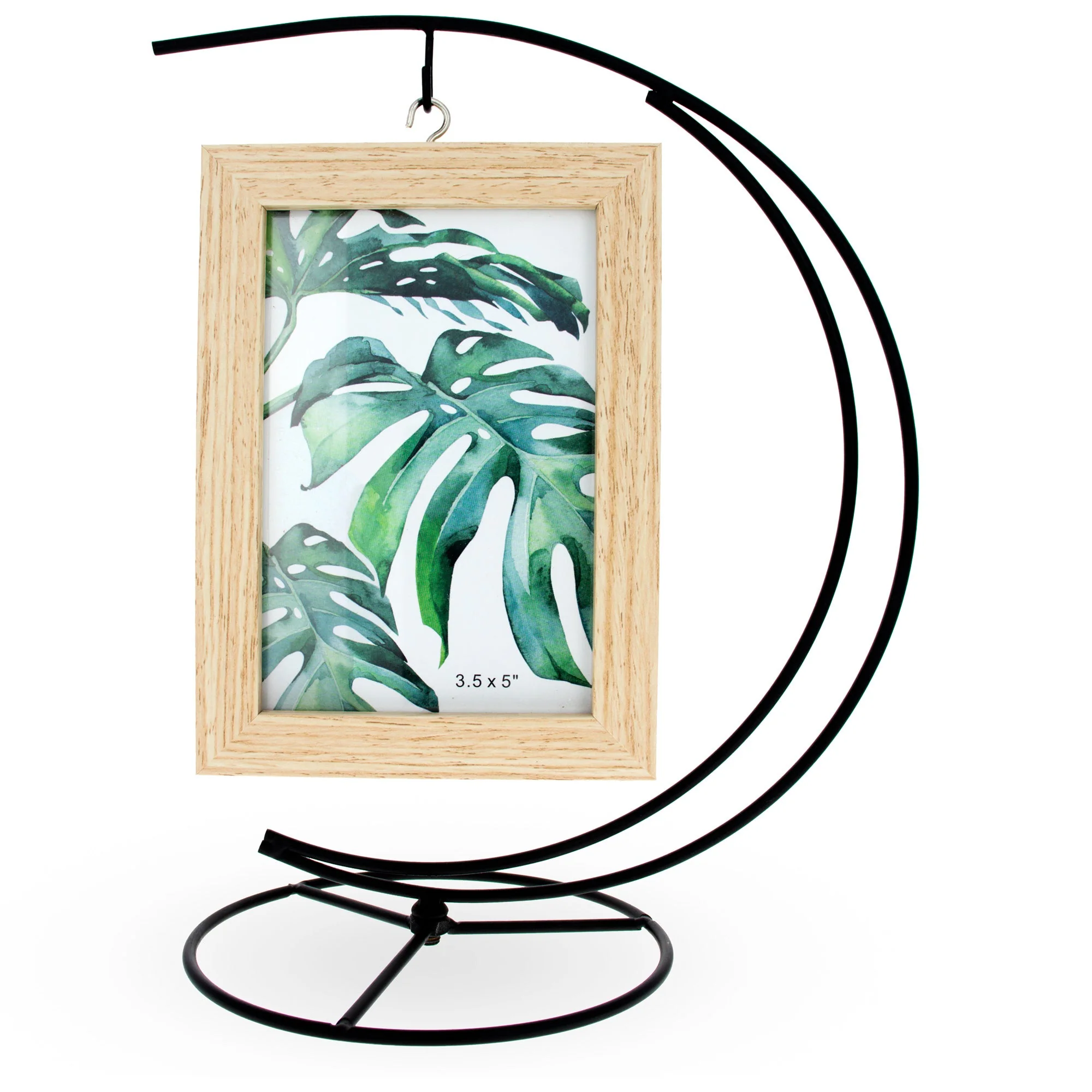 Double Curve Crescent Black Metal Photo Picture Frame and Ornament Display Stand 9.25 Inches - Image 2