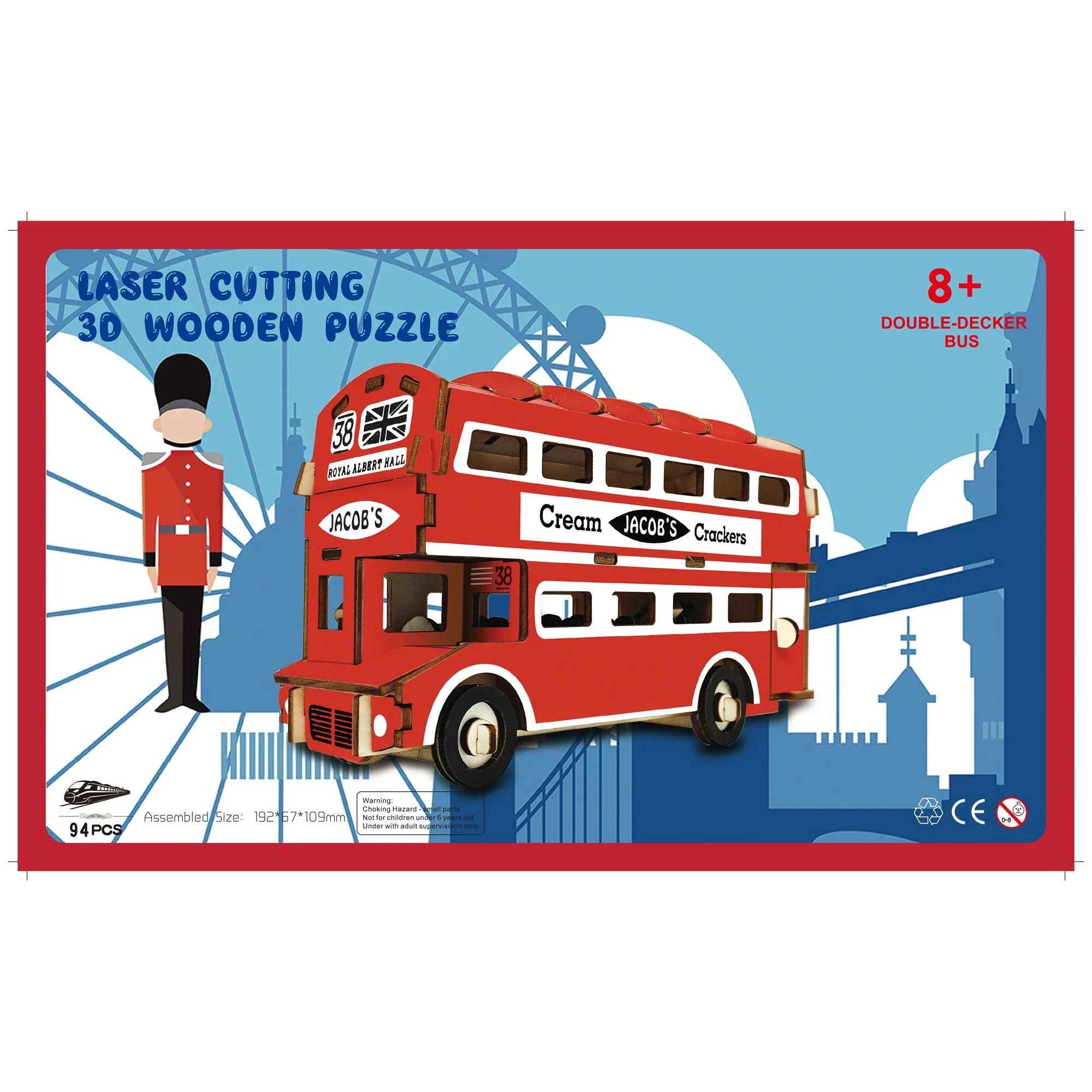 Double-Decker London Bus Model Kit - Wooden Laser-Cut 3D Puzzle (94 Pcs) - Image 3
