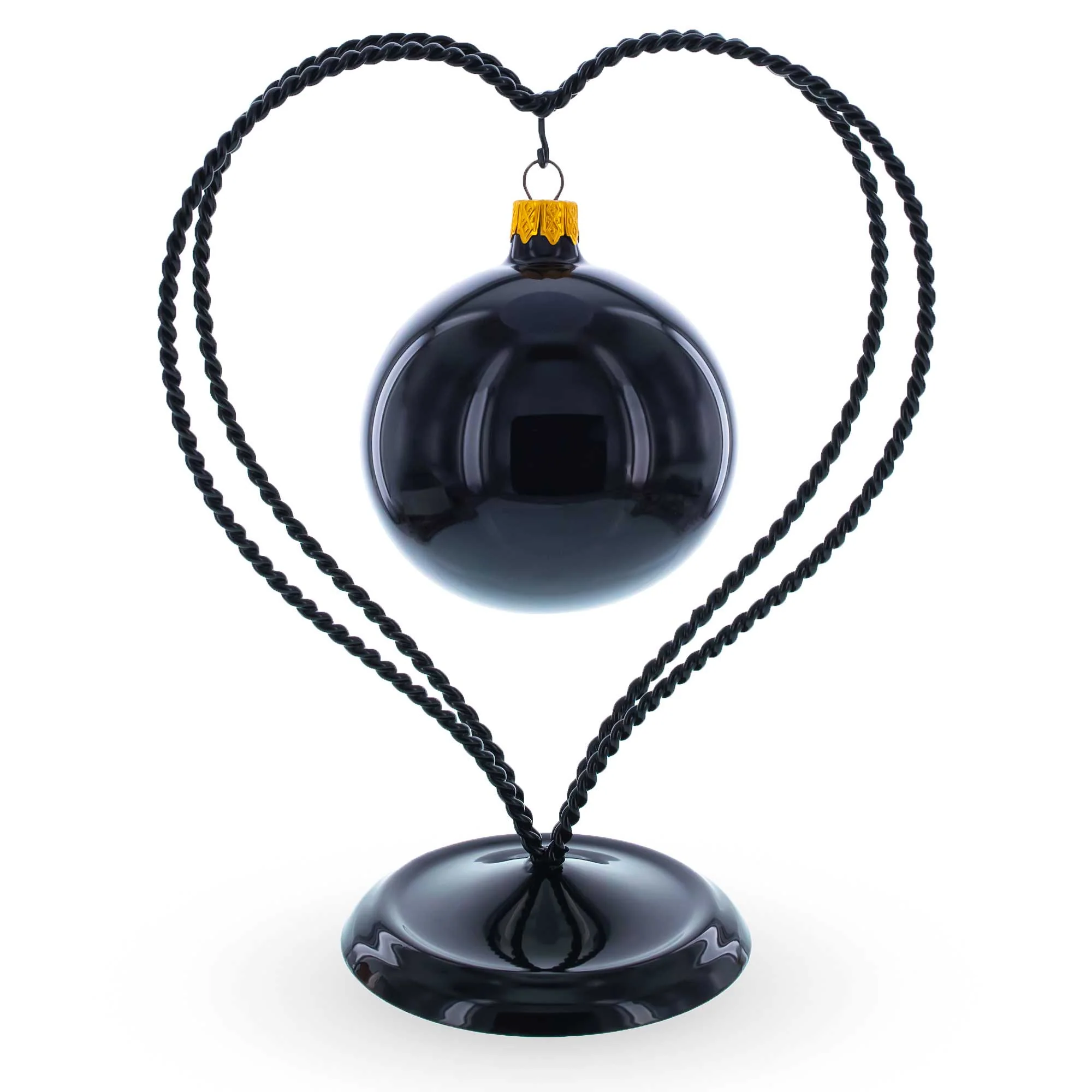 Double Wire Heart Twisted Black Paint Metal Ornament Display Stand 7.8 Inches (Poland) - Image 2
